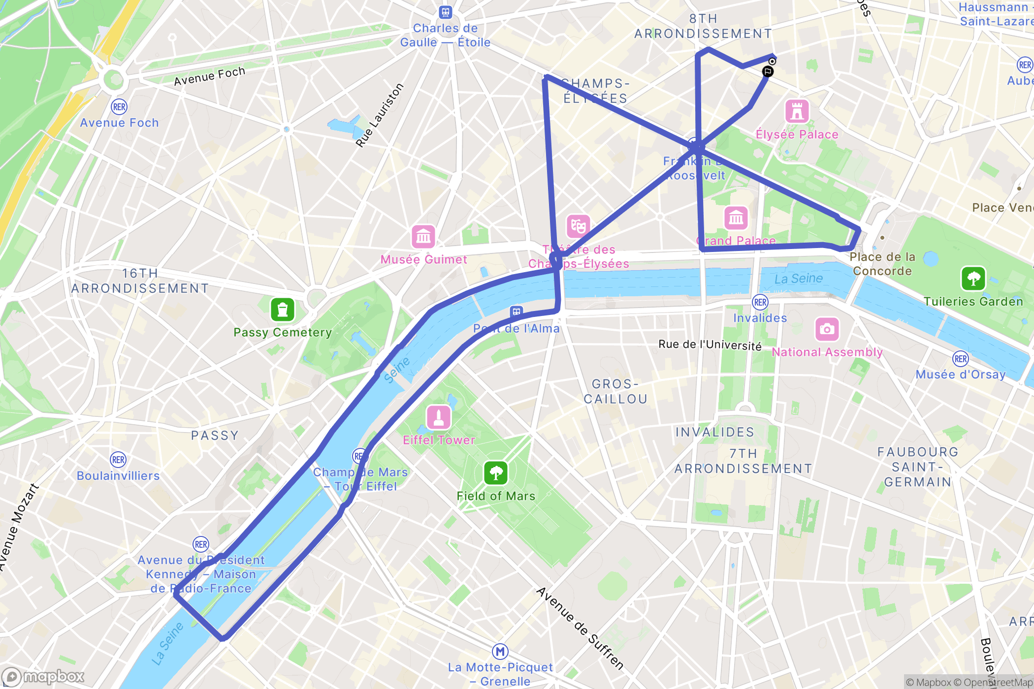 Paris : carte du parcours de randonnée - France