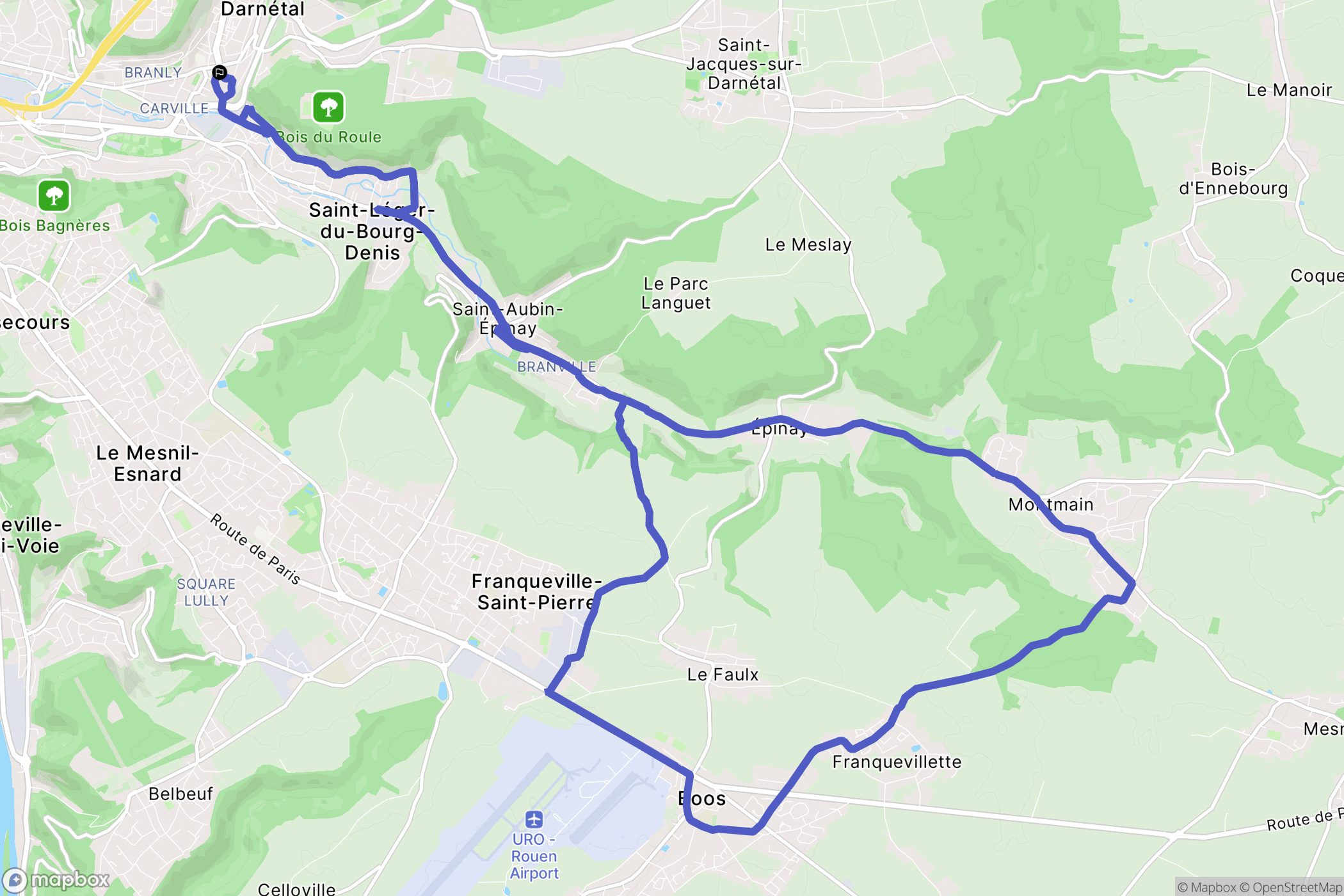 Darnétal : carte du parcours de randonnée - France