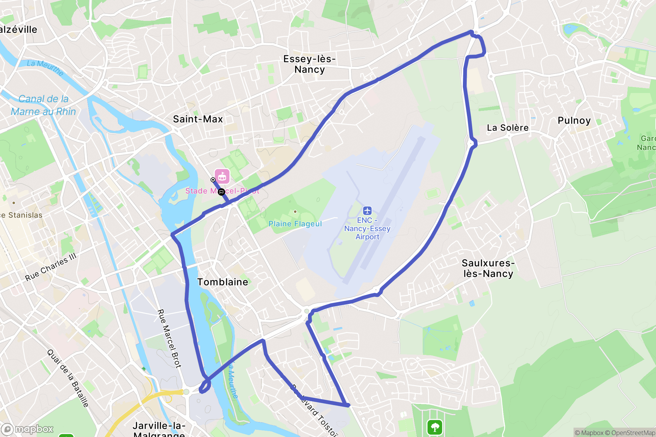 Tomblaine : carte du parcours de randonnée - France