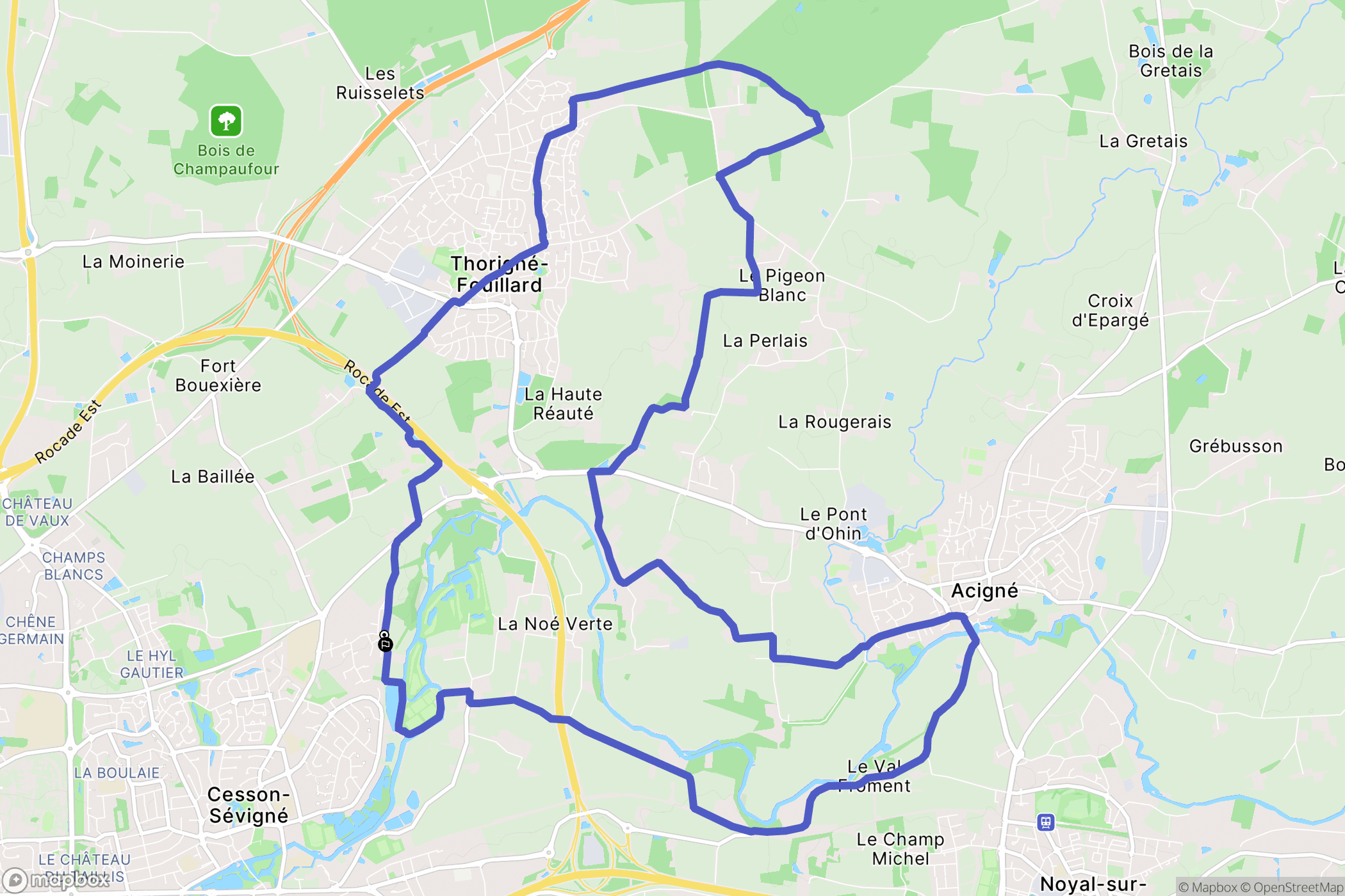 Thorigné-Fouillard : carte du parcours de randonnée - France