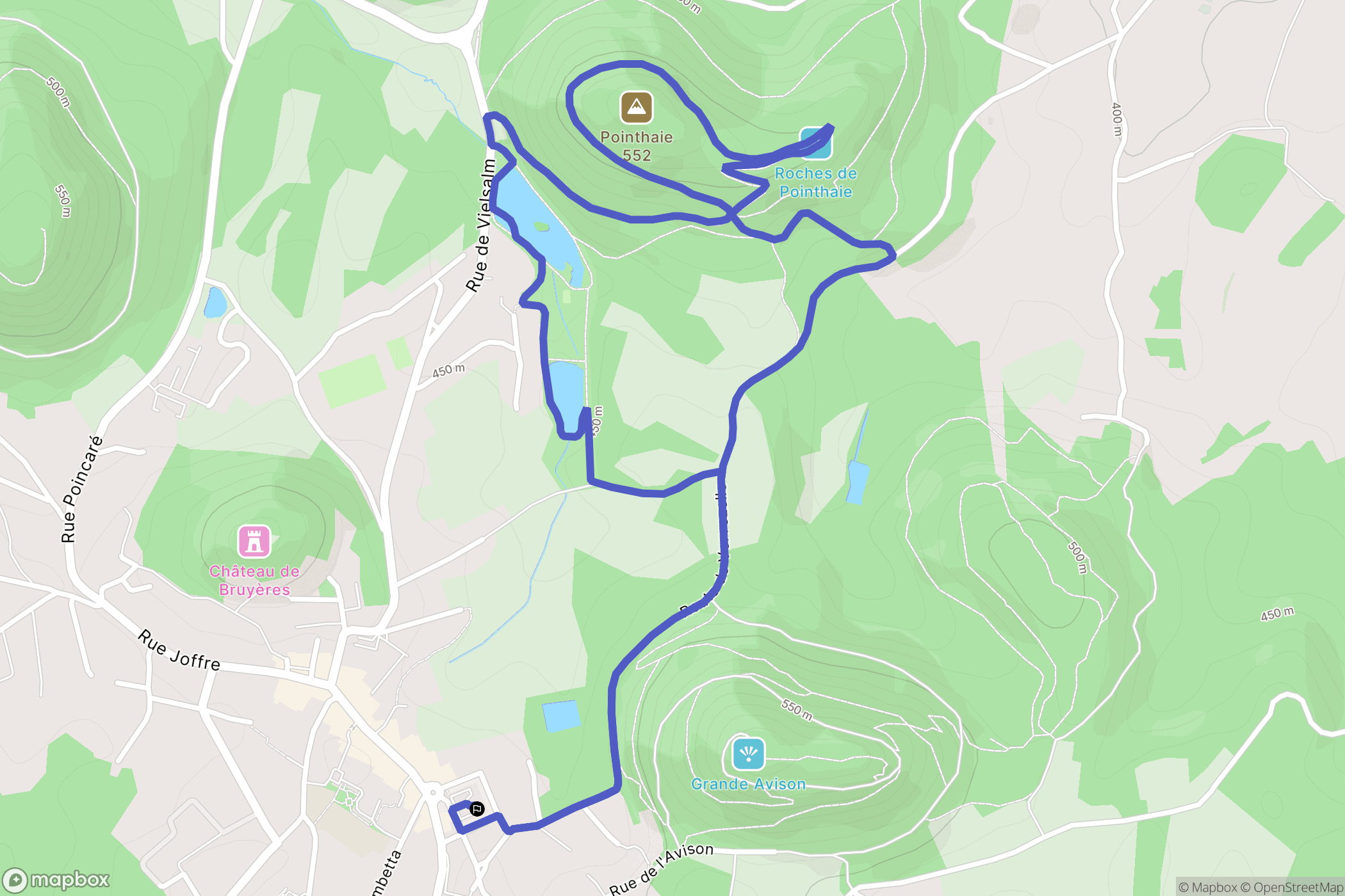 Bruyères : carte du parcours de randonnée - France