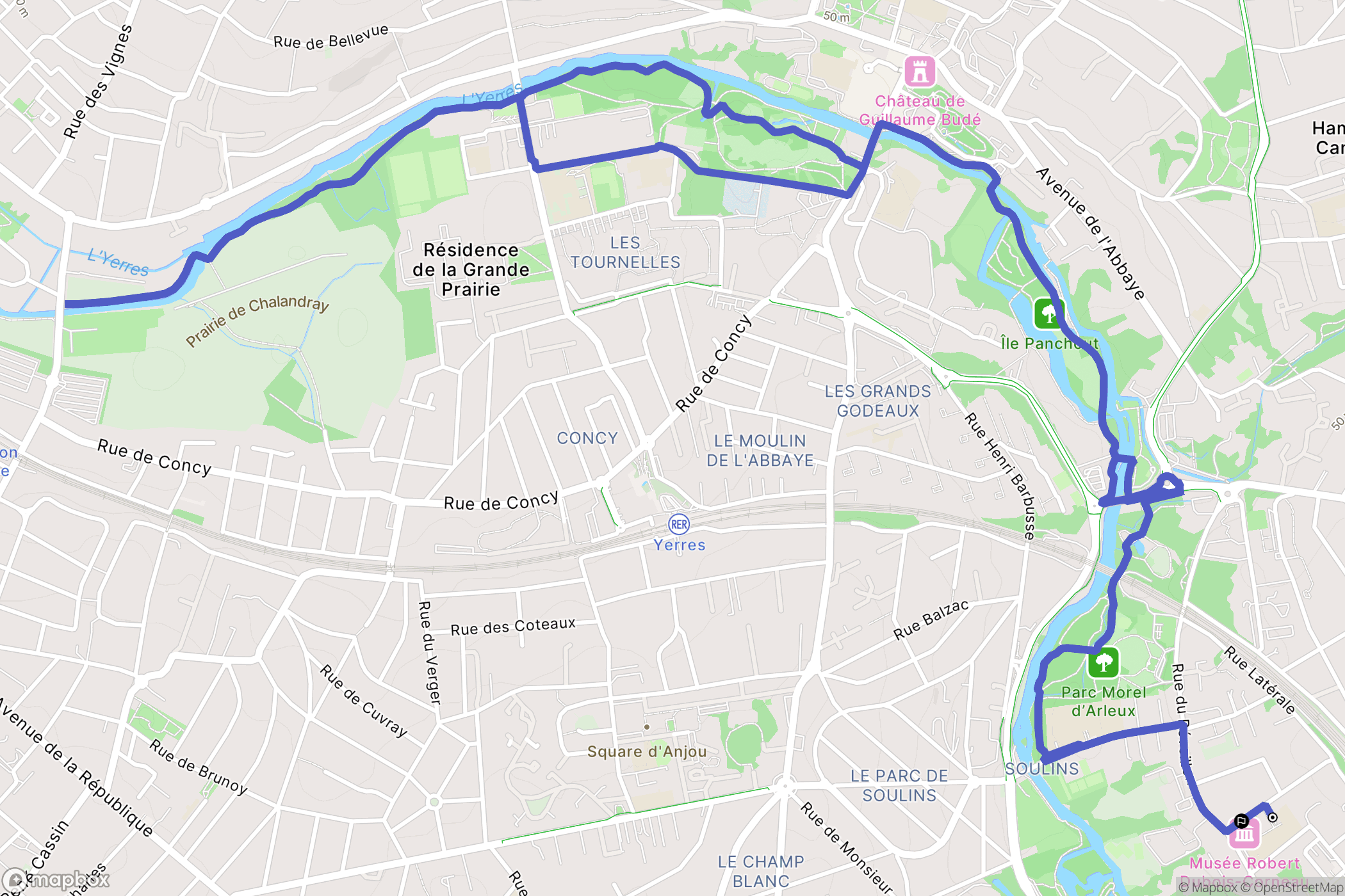 Brunoy : carte du parcours de randonnée - France