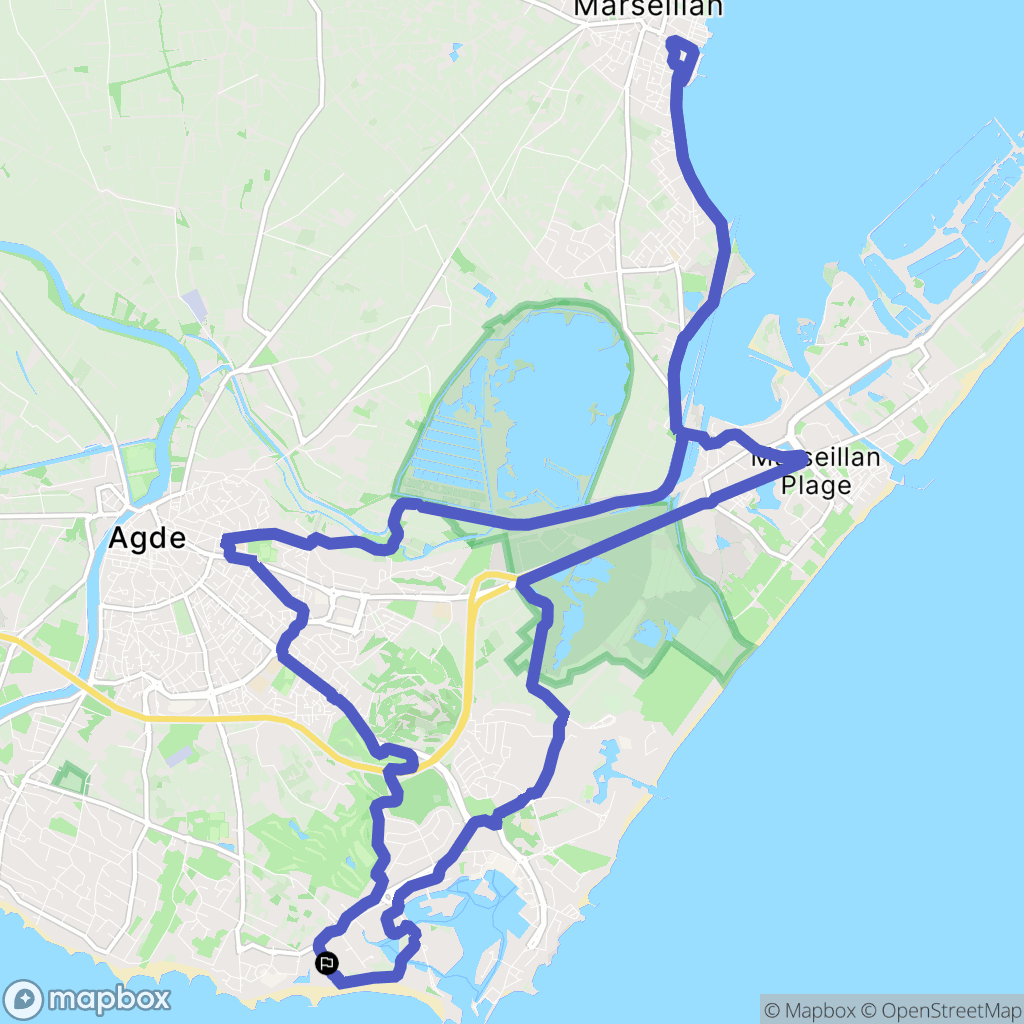 Agde : carte du parcours de randonnée - France