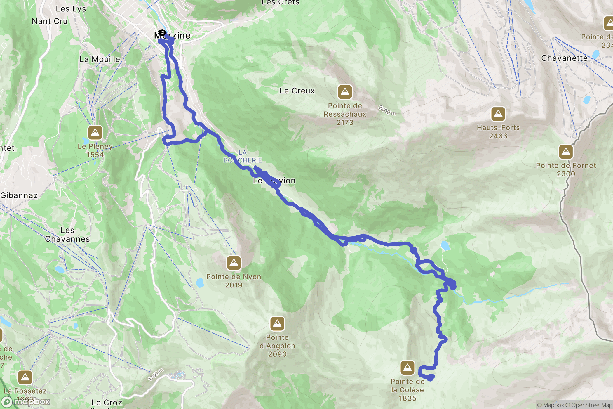 Morzine : carte du parcours de randonnée - France