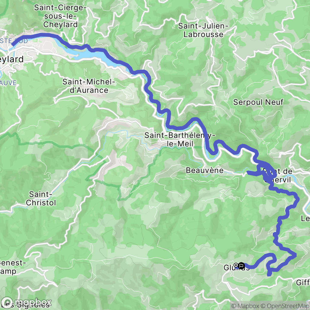 Gluiras : carte du parcours de randonnée - France