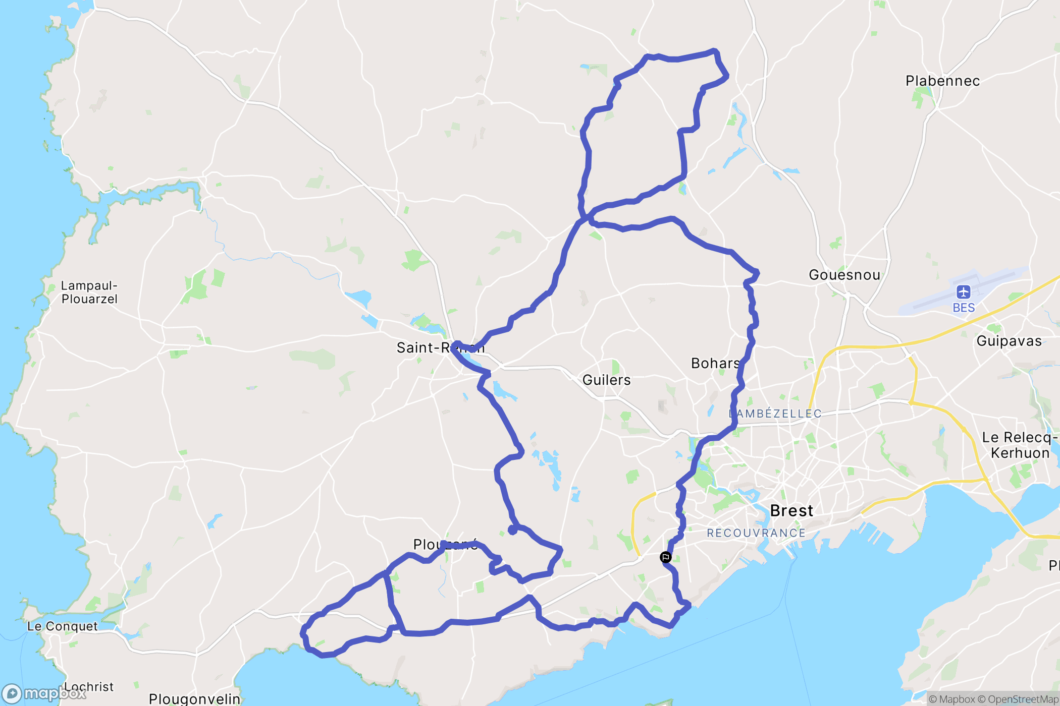 Brest : carte du parcours de randonnée - France