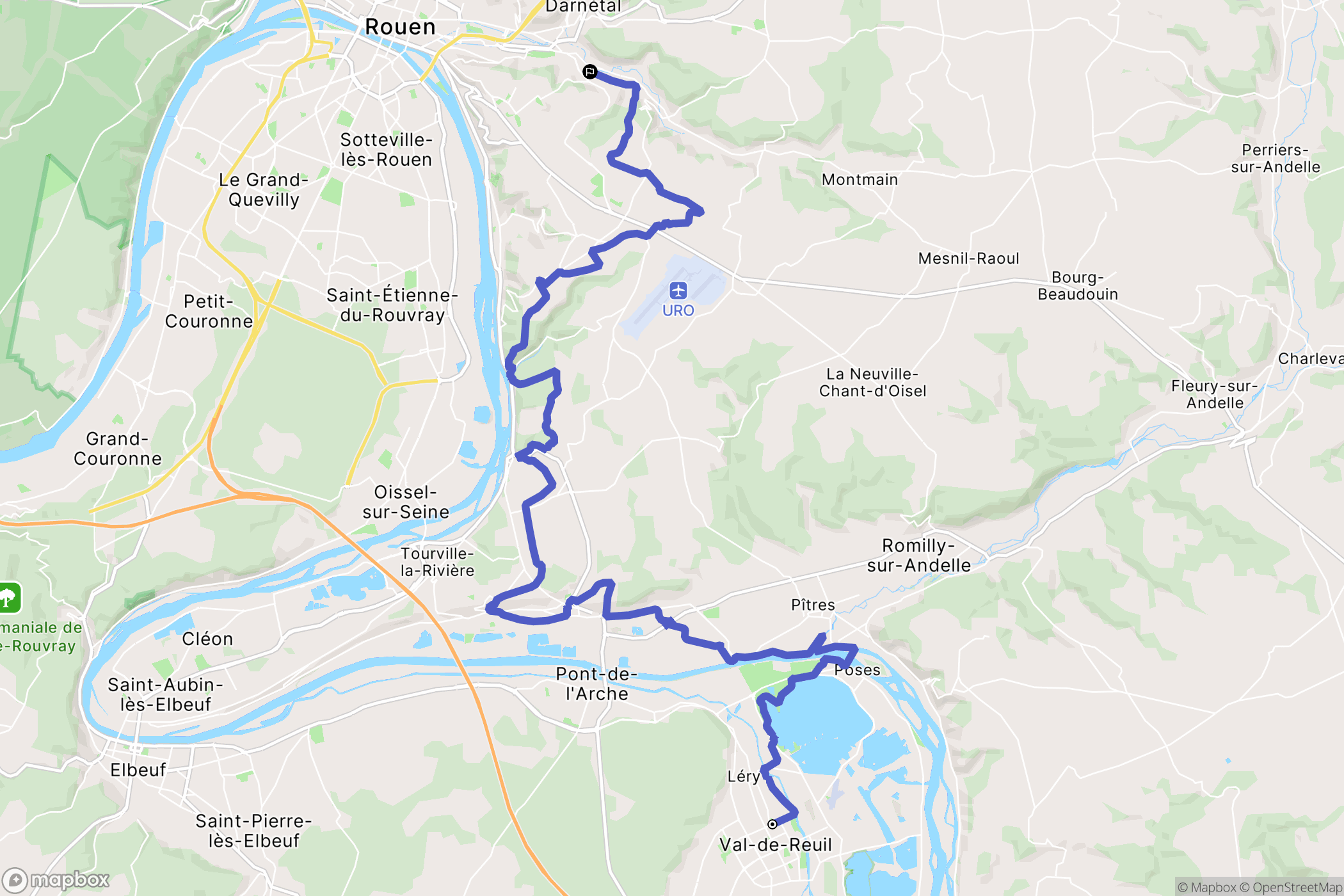 Val-de-Reuil : carte du parcours de randonnée - France