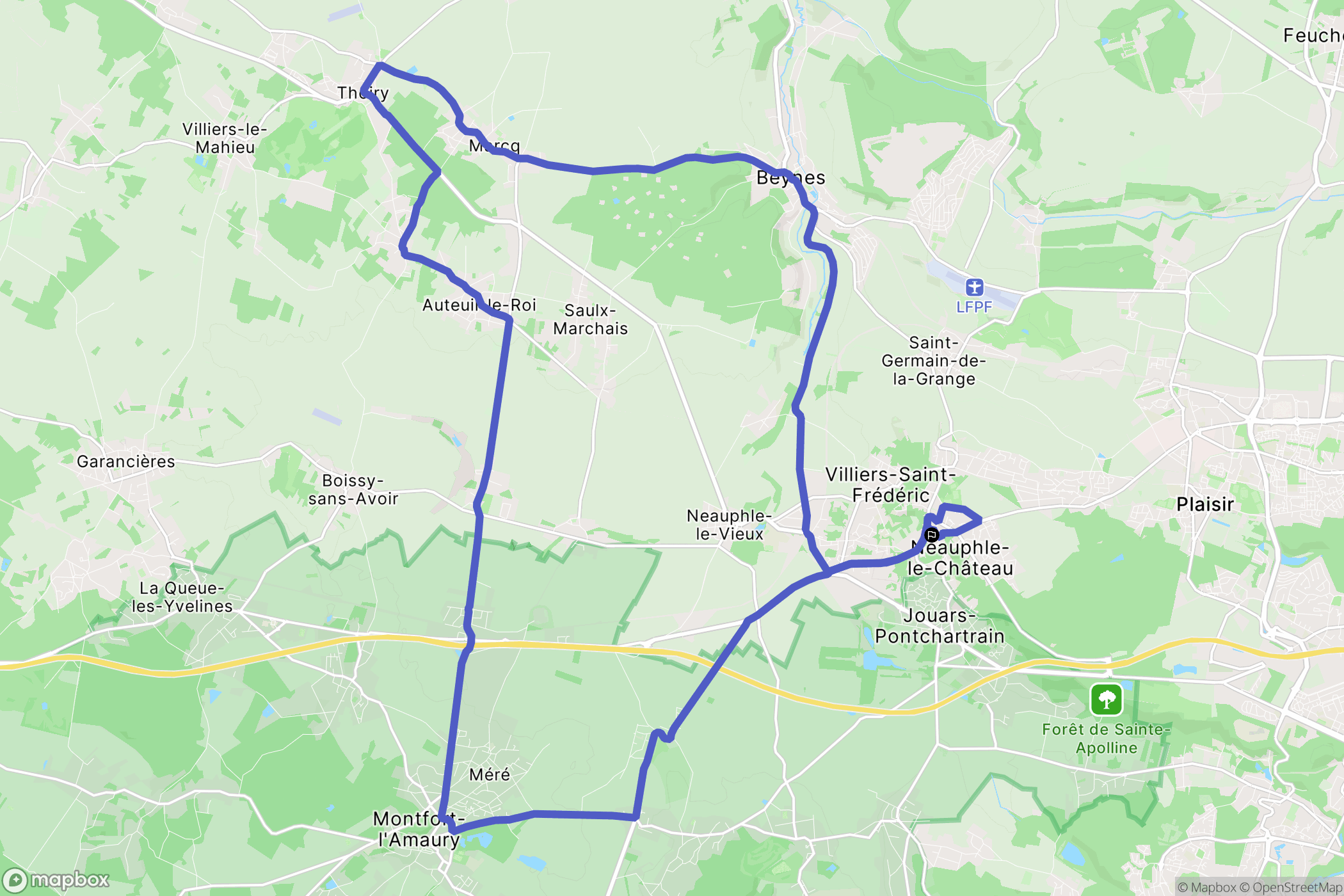 Neauphle-le-Château : carte du parcours de randonnée - France