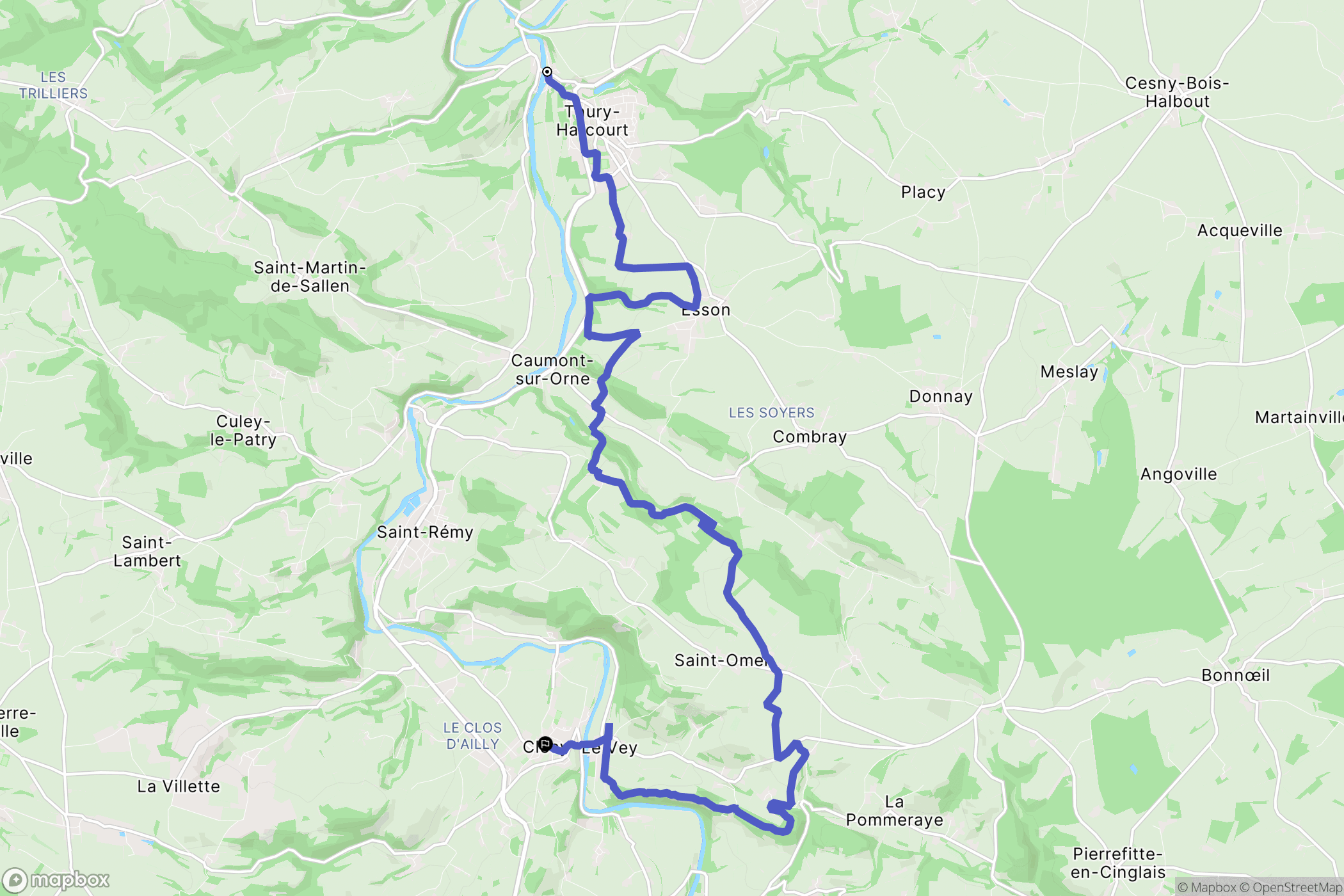 Le Hom : carte du parcours de randonnée - France