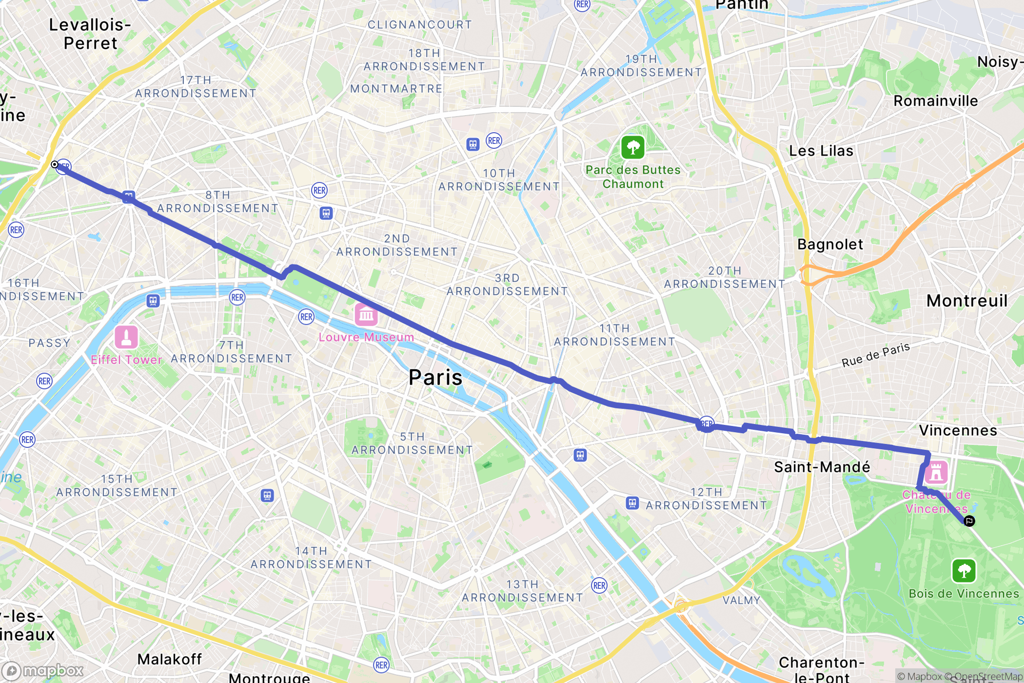 Paris : carte du parcours de randonnée - France