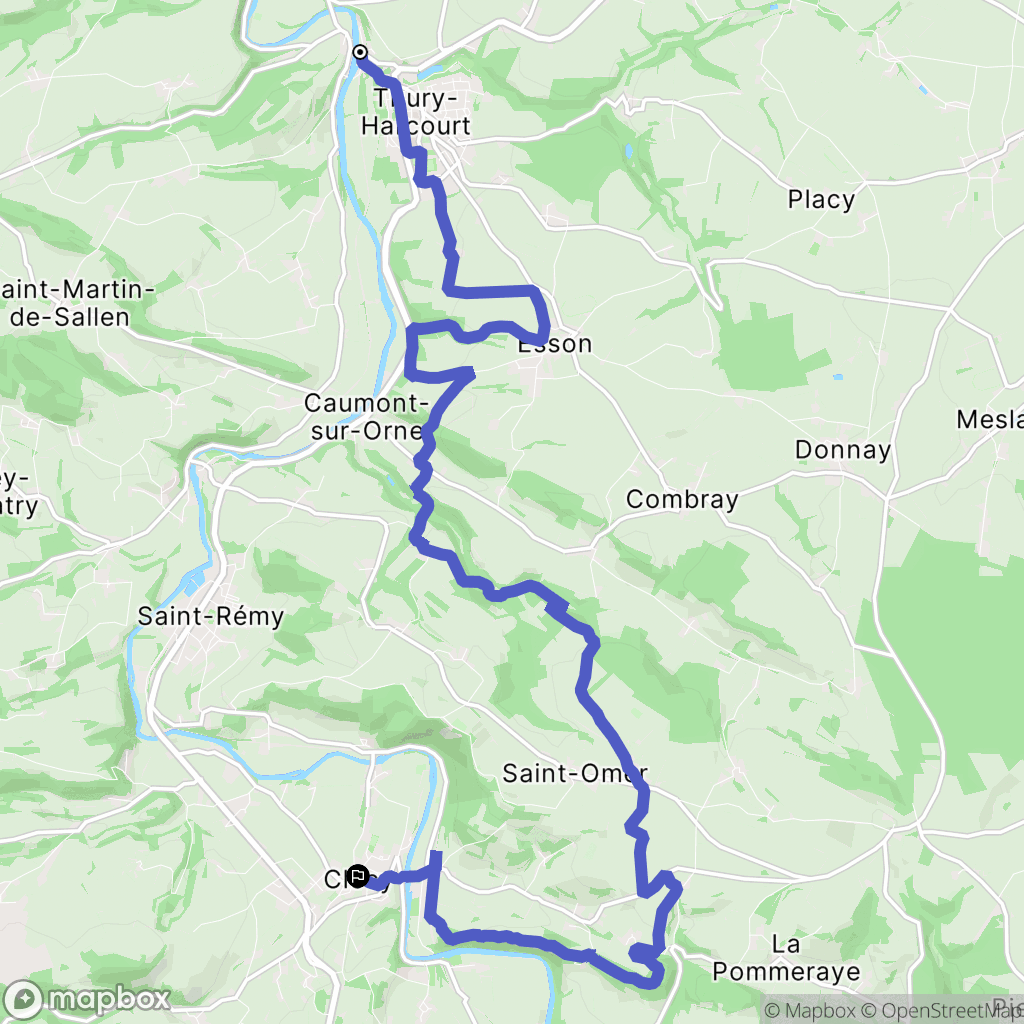 Le Hom : carte du parcours de randonnée - France