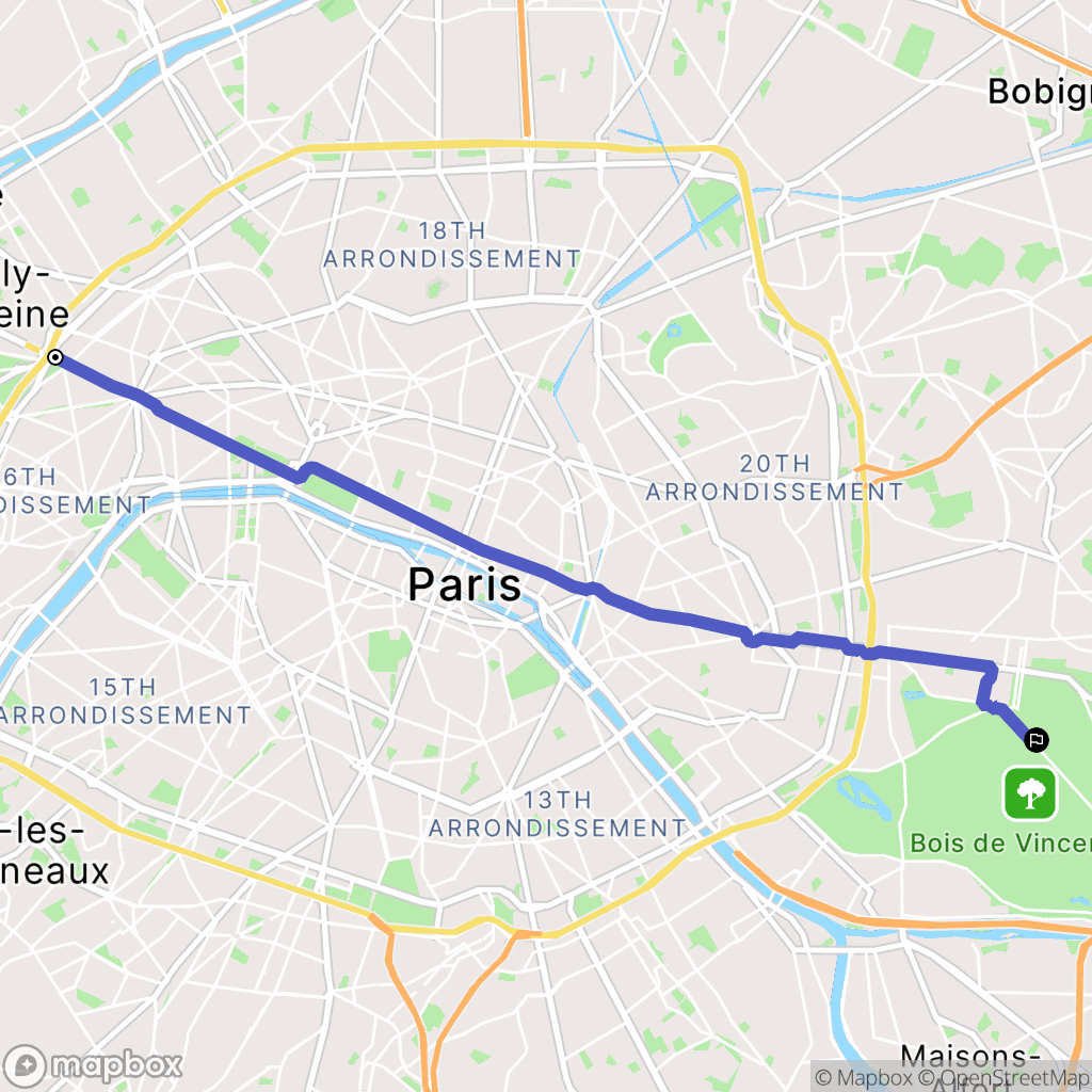 Paris : carte du parcours de randonnée - France