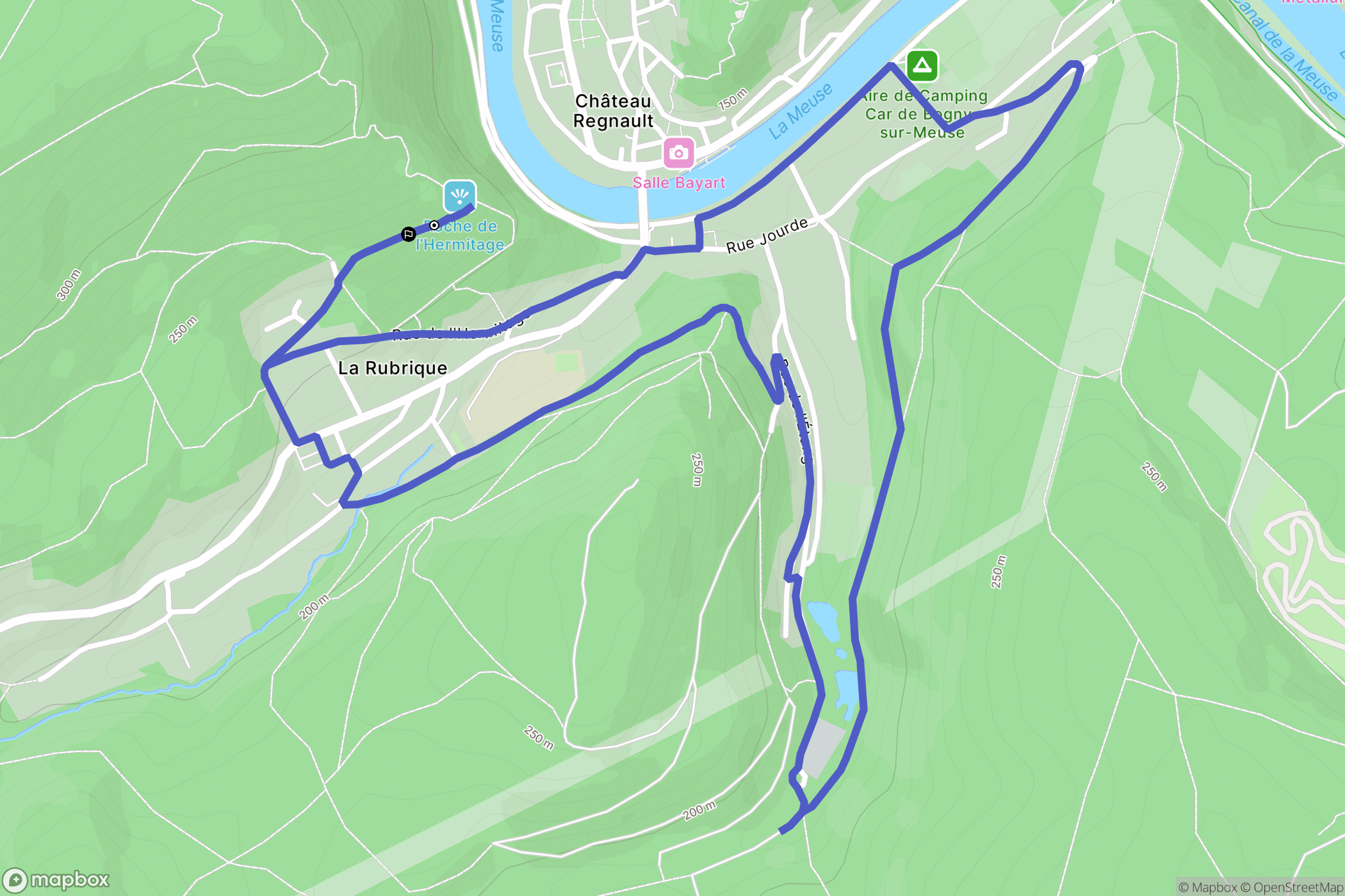 Bogny-sur-Meuse : carte du parcours de randonnée - France