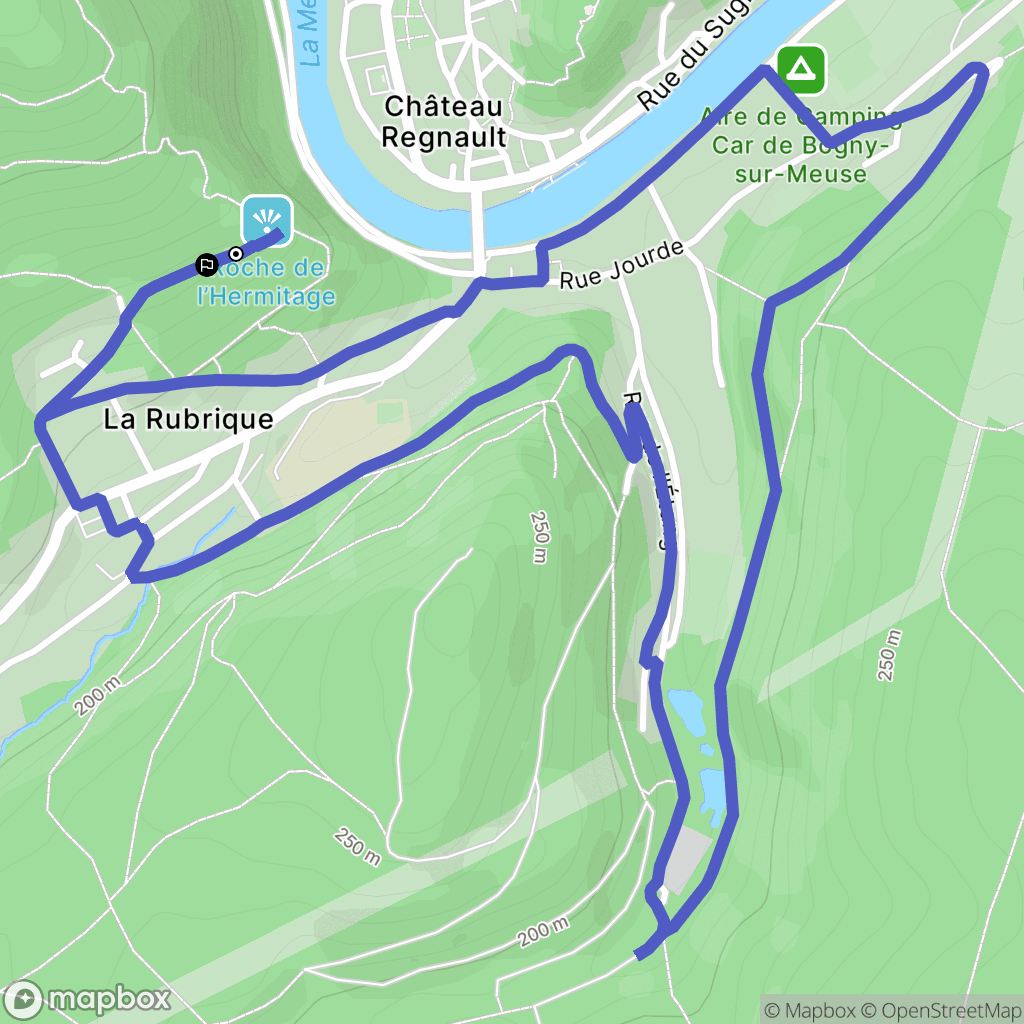 Bogny-sur-Meuse : carte du parcours de randonnée - France