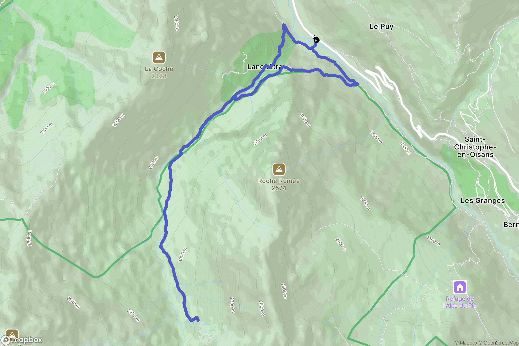 Saint-Christophe-en-Oisans : carte du parcours de randonnée - France