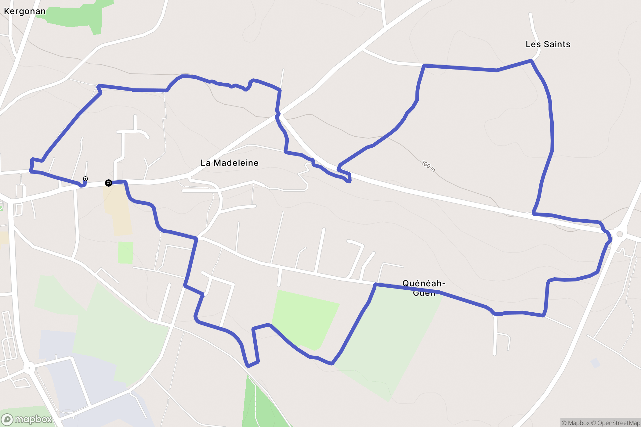 Grand-Champ : carte du parcours de randonnée - France