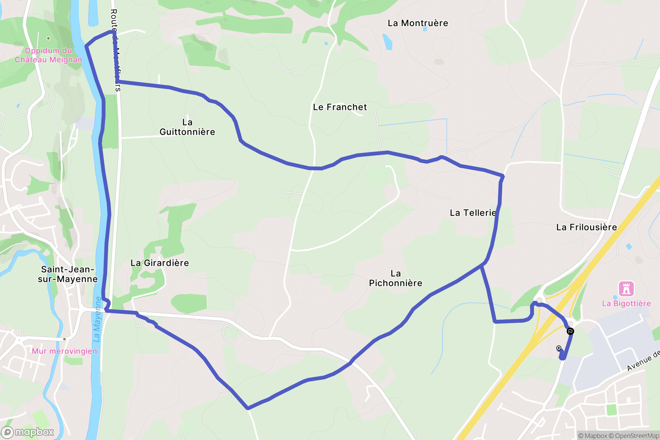 Louverné : carte du parcours de randonnée - France