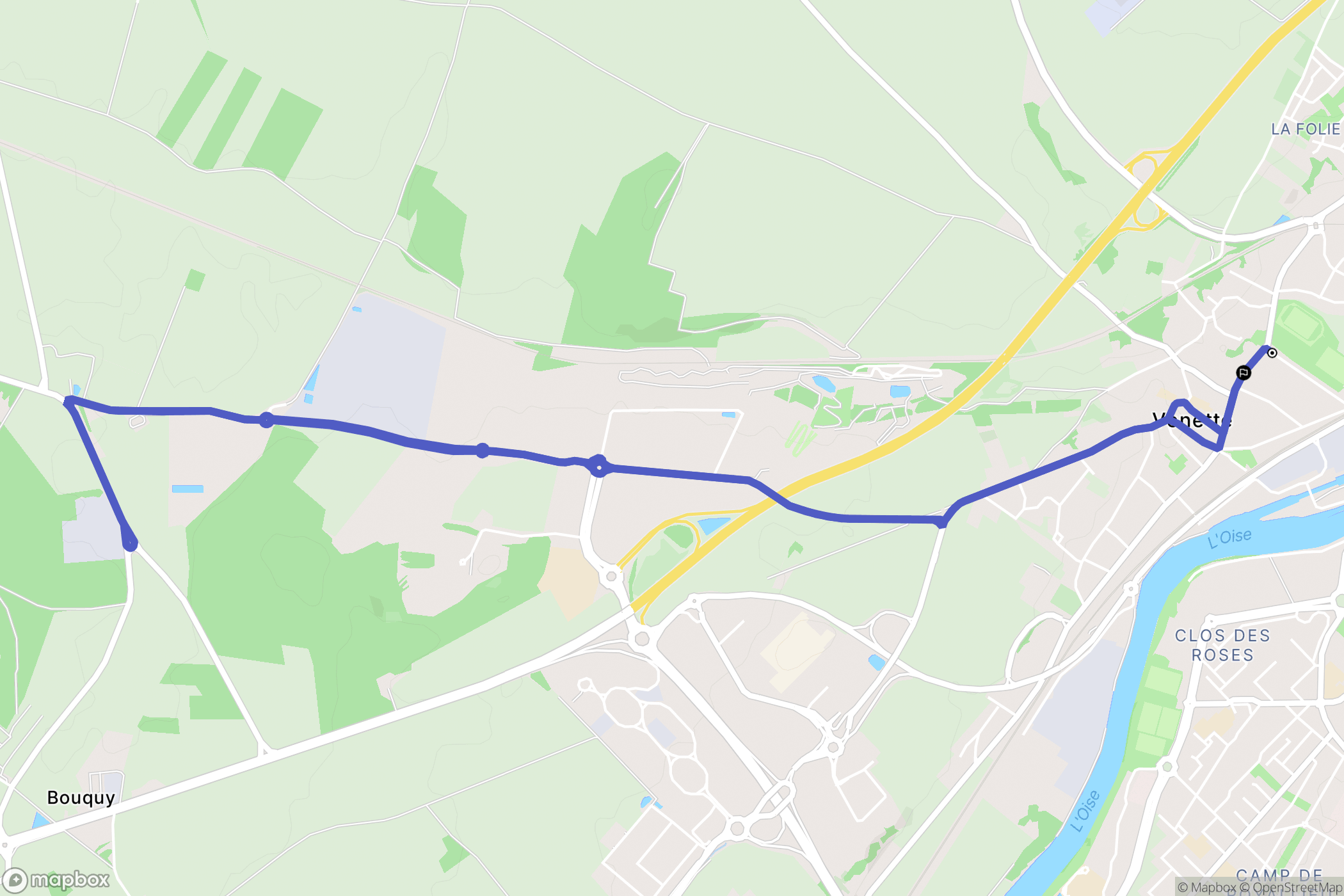 Venette : carte du parcours de randonnée - France