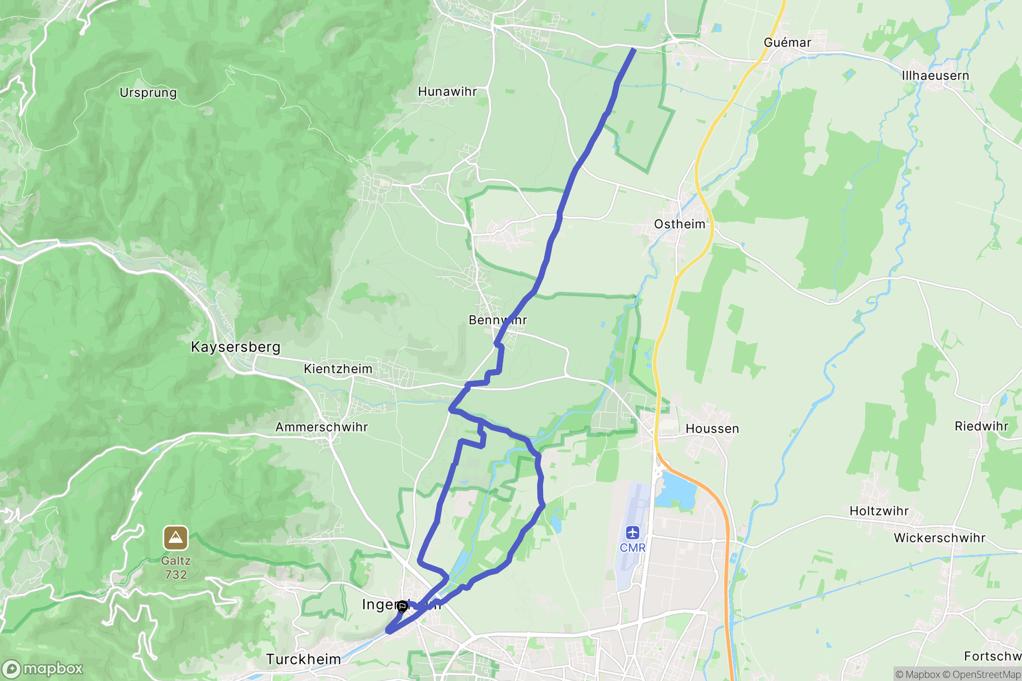 Ingersheim : carte du parcours de randonnée - France
