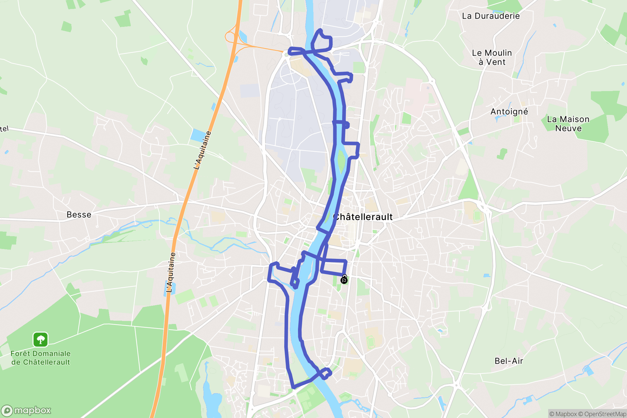 Châtellerault : carte du parcours de randonnée - France