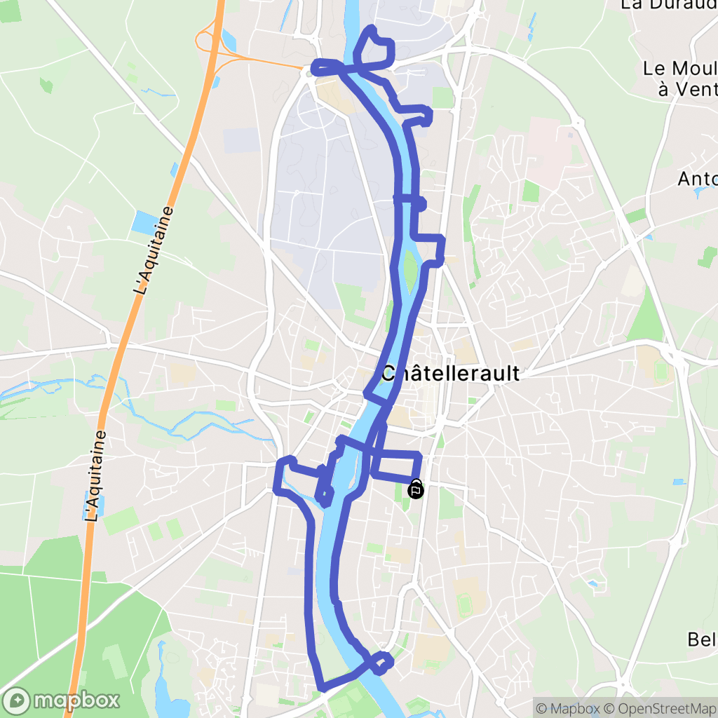 Châtellerault : carte du parcours de randonnée - France