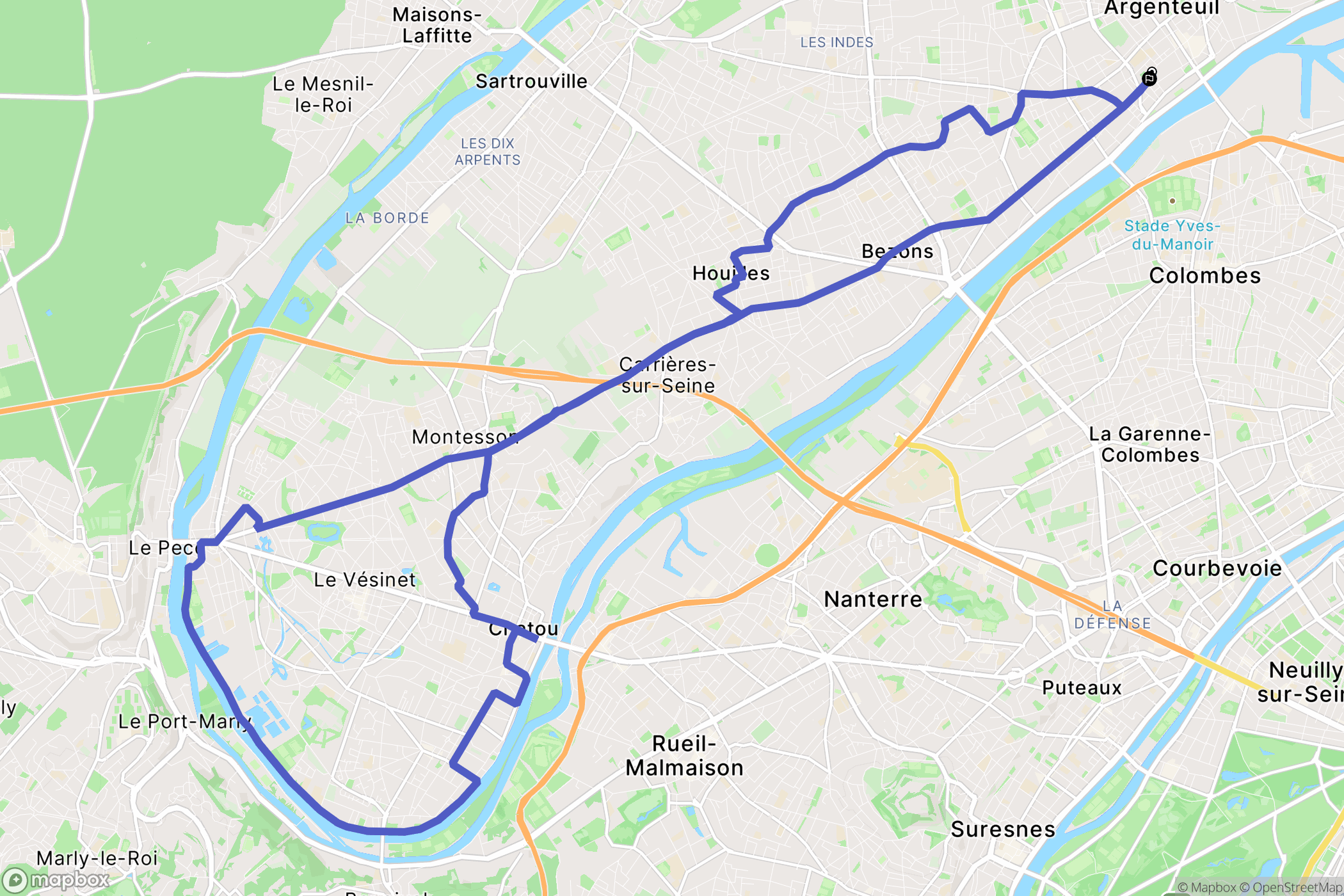 Argenteuil : carte du parcours de randonnée - France