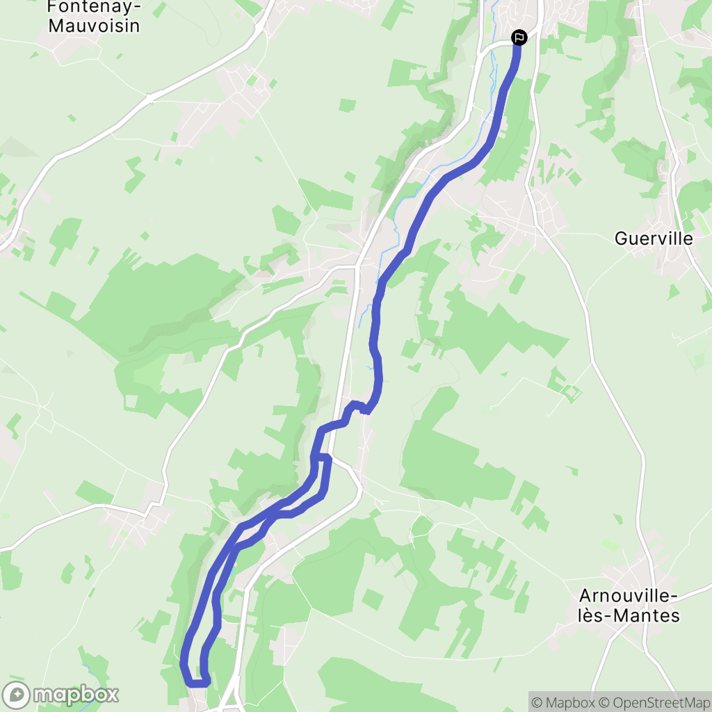 Mantes-la-Ville : carte du parcours de randonnée - France