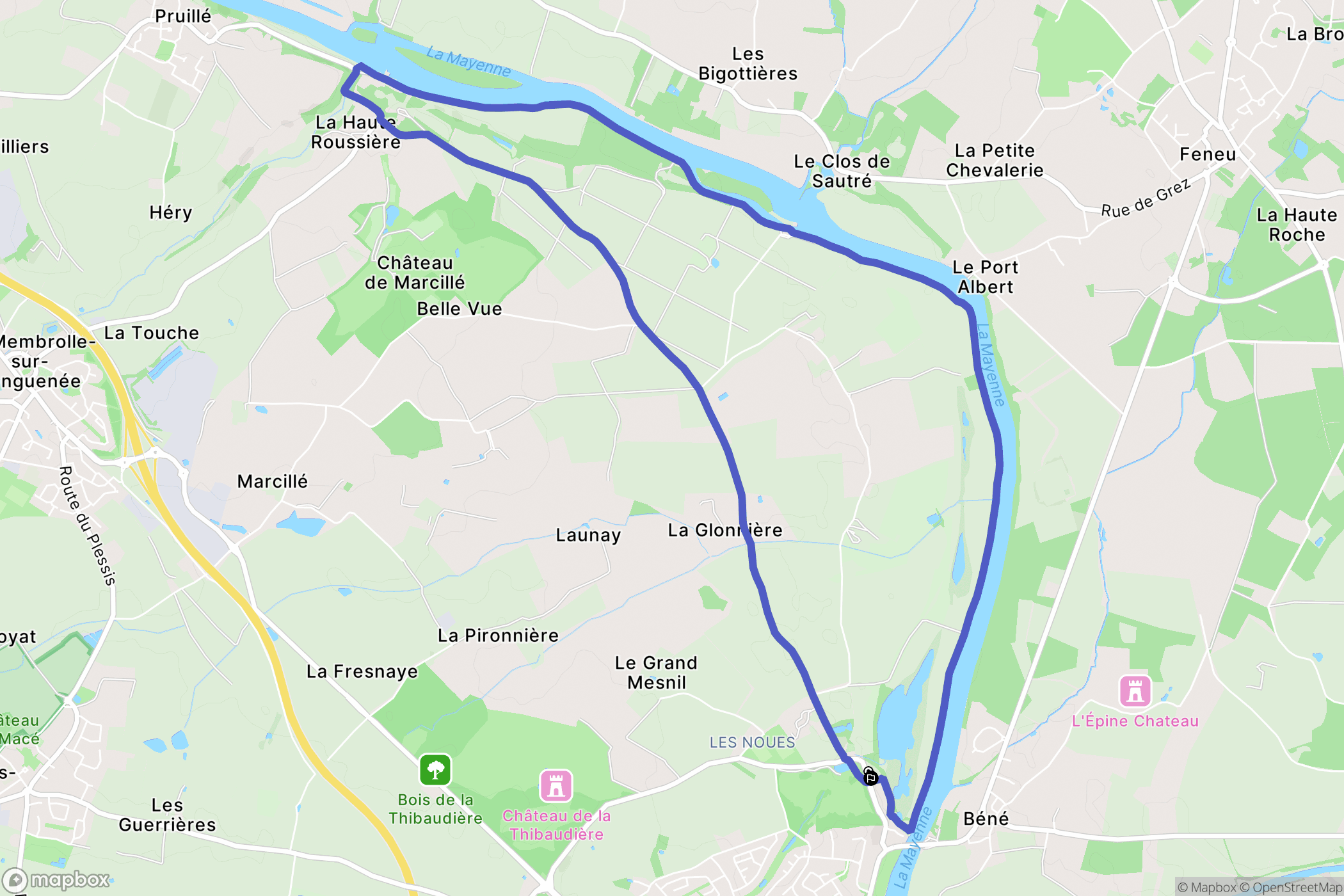 Montreuil-Juigné : carte du parcours de randonnée - France