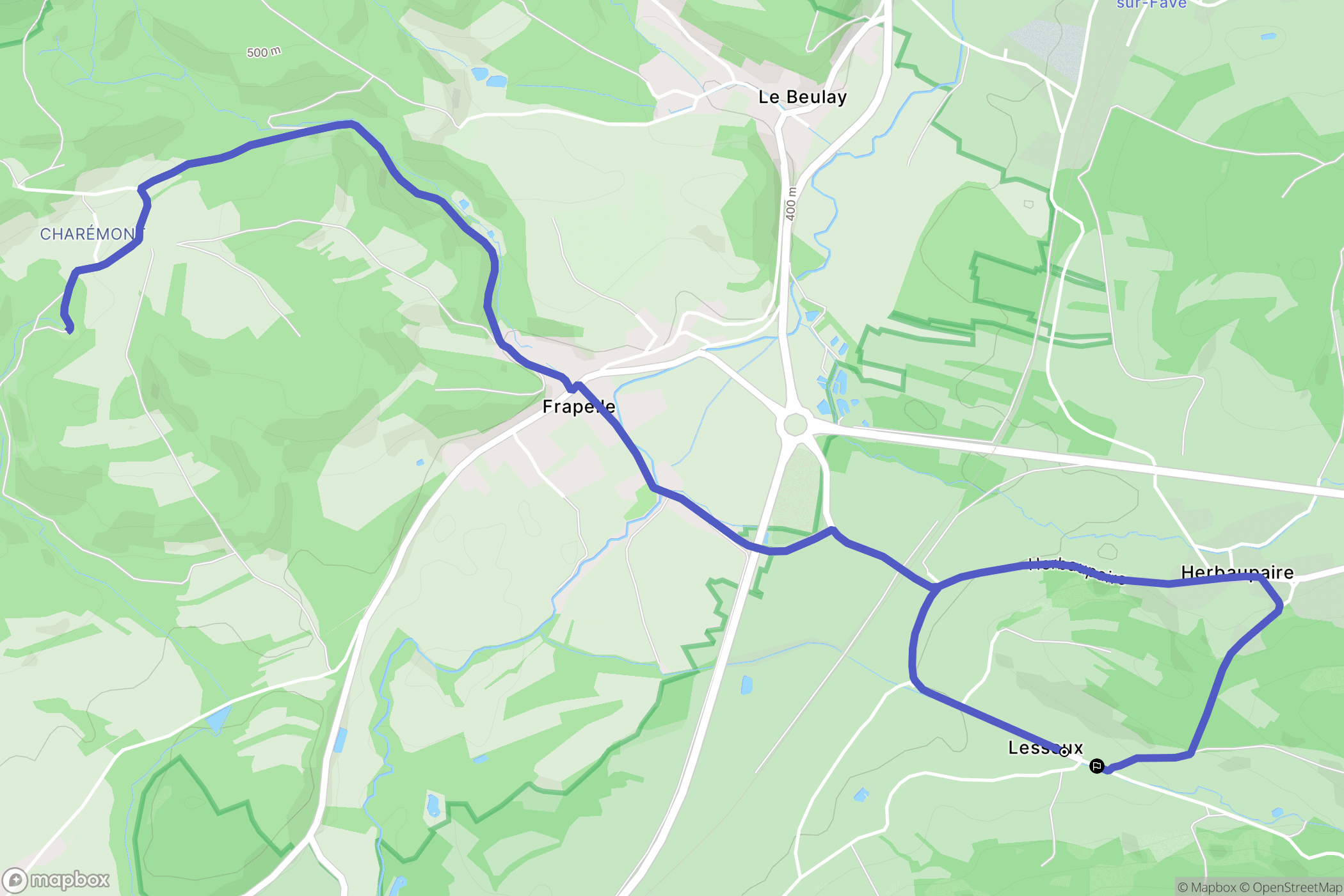 Lesseux : carte du parcours de randonnée - France