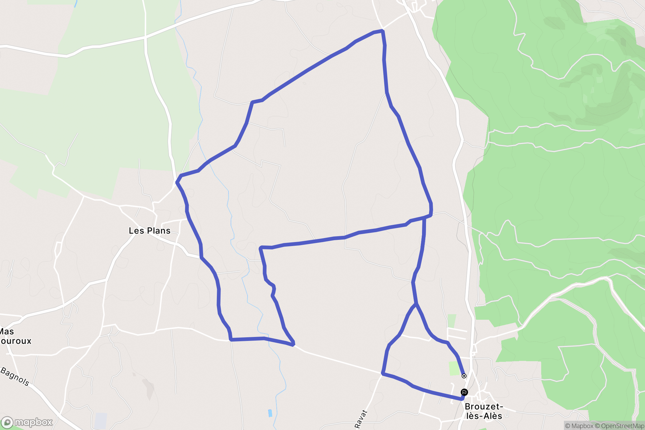 Brouzet-lès-Alès : carte du parcours de randonnée - France