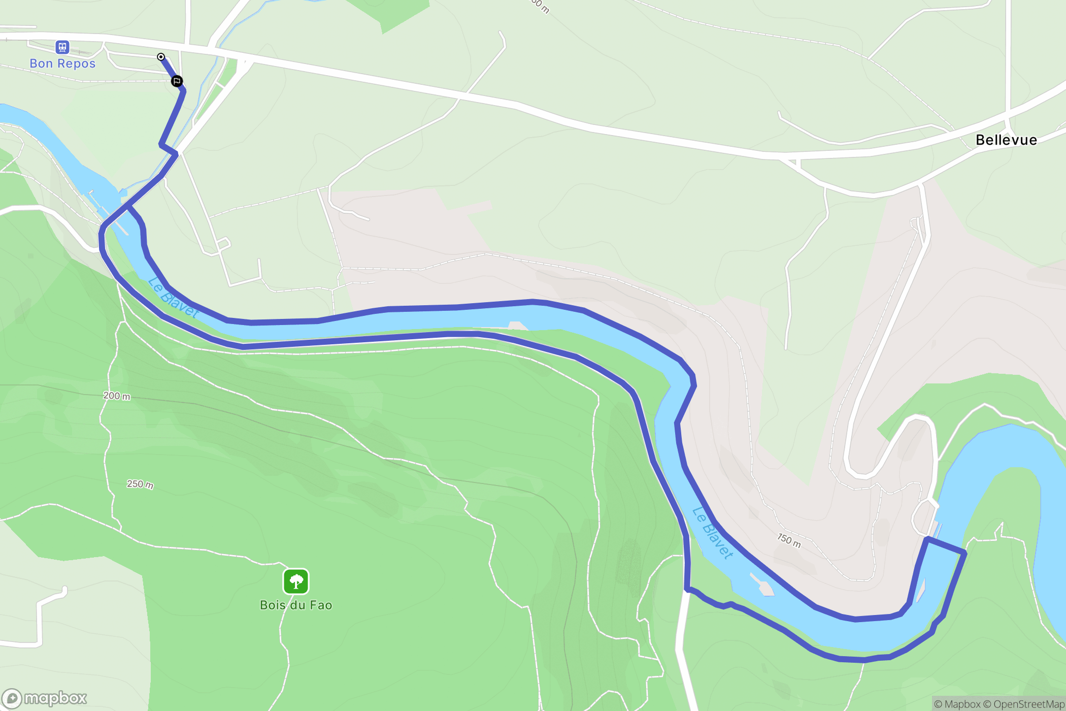 Bon Repos sur Blavet : carte du parcours de randonnée - France