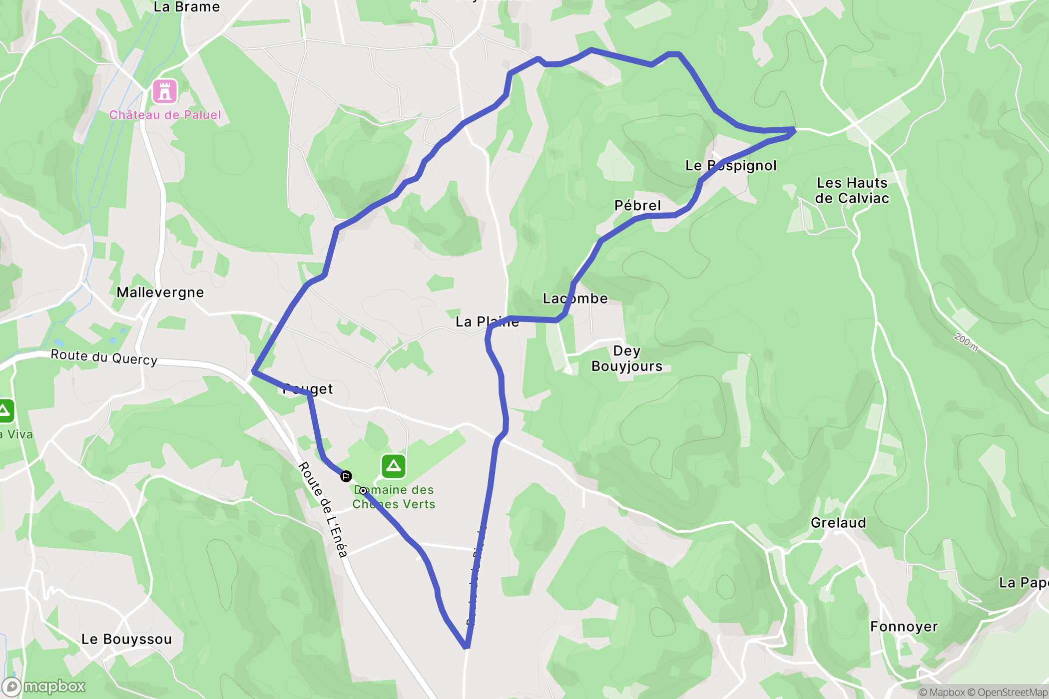 Calviac-en-Périgord : carte du parcours de randonnée - France