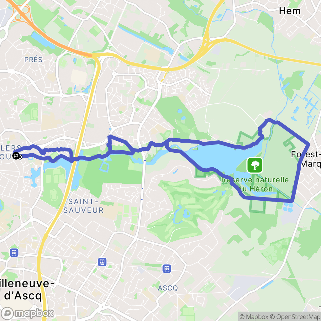 Villeneuve-d'Ascq : carte du parcours de randonnée - France