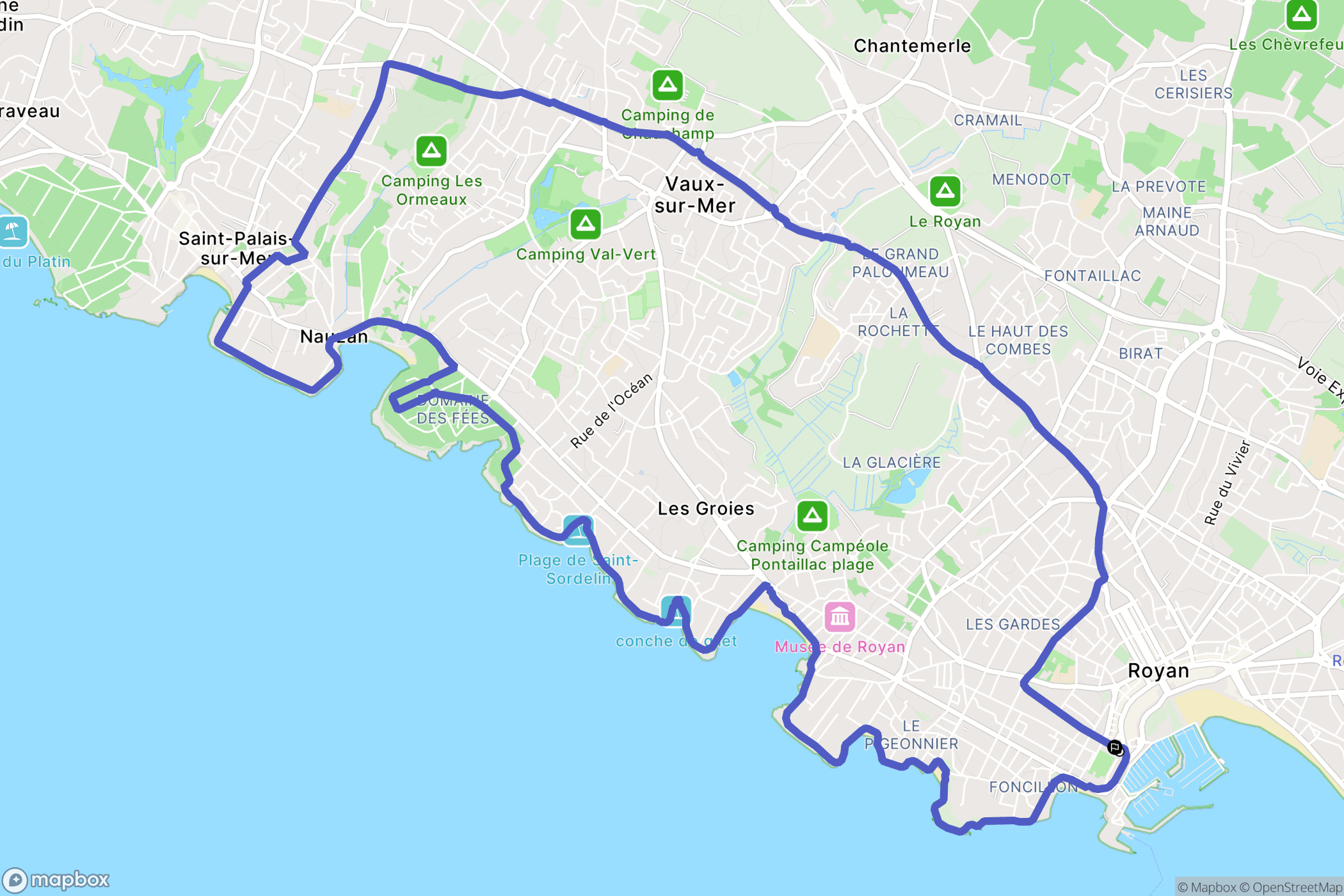 Royan : carte du parcours de randonnée - France