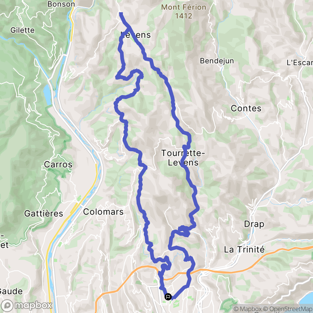 Nice : carte du parcours de randonnée - France