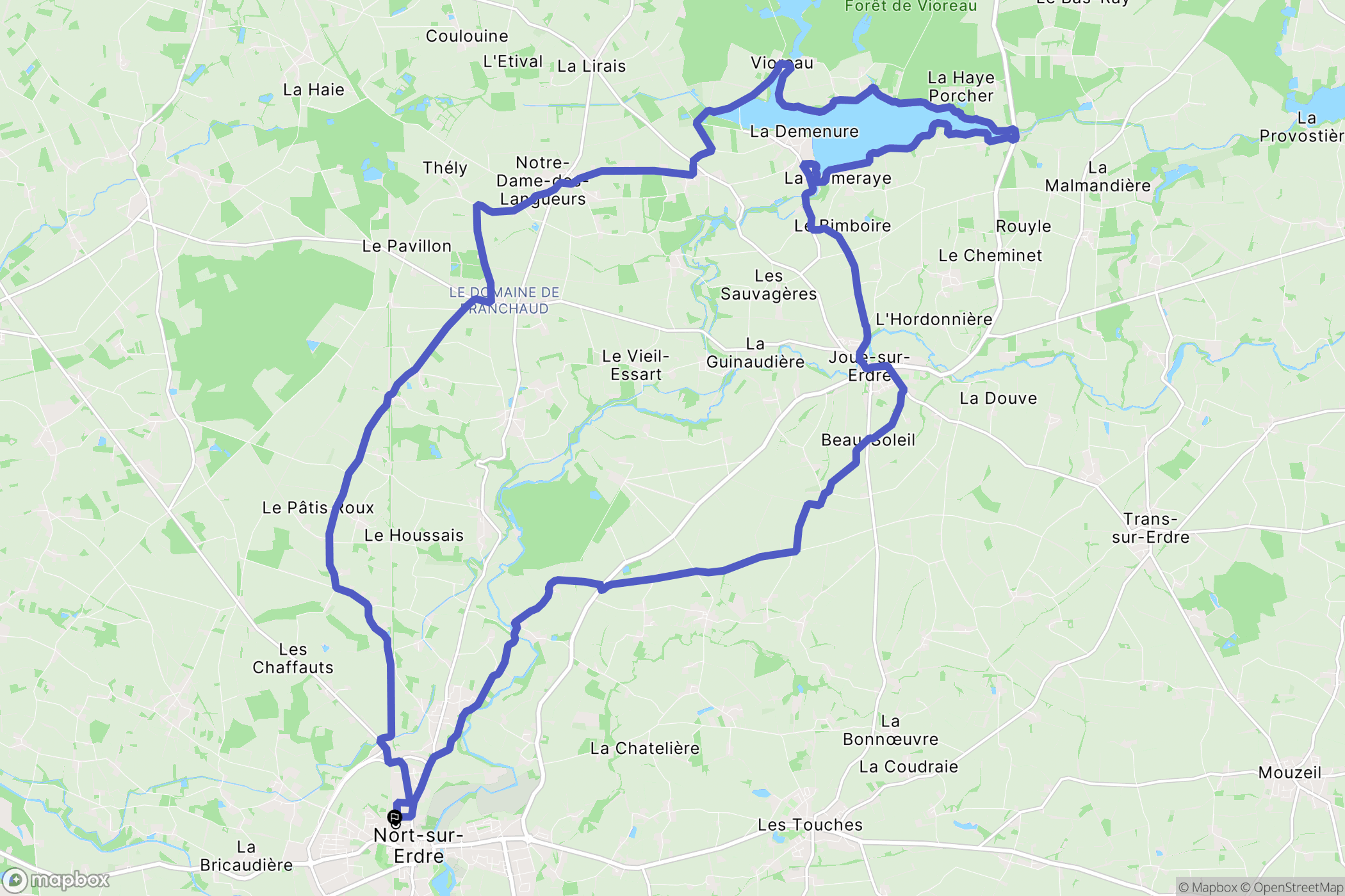 Nort-sur-Erdre : carte du parcours de randonnée - France