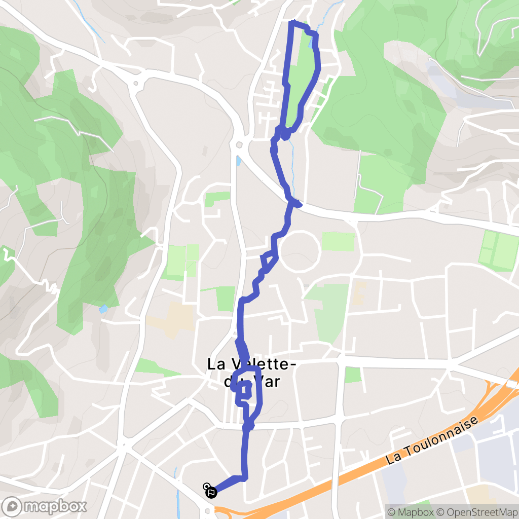 Toulon : carte du parcours de randonnée - France