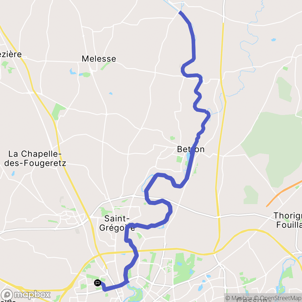 Rennes : carte du parcours de randonnée - France