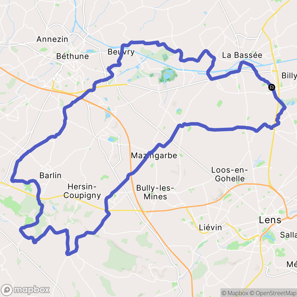 Douvrin : carte du parcours de randonnée - France