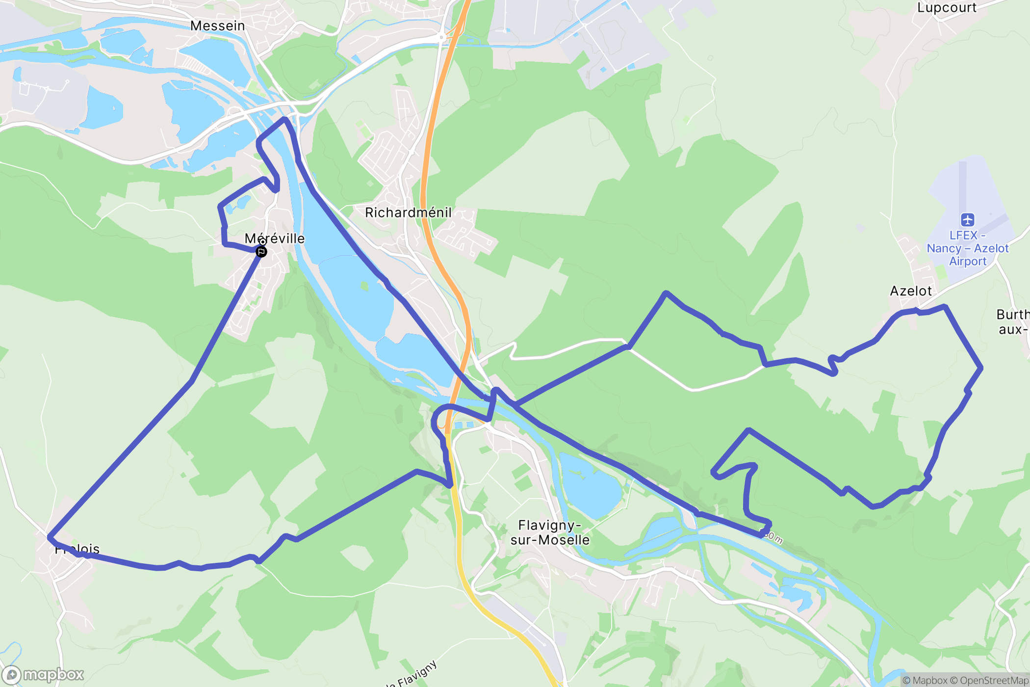 Méréville : carte du parcours de randonnée - France