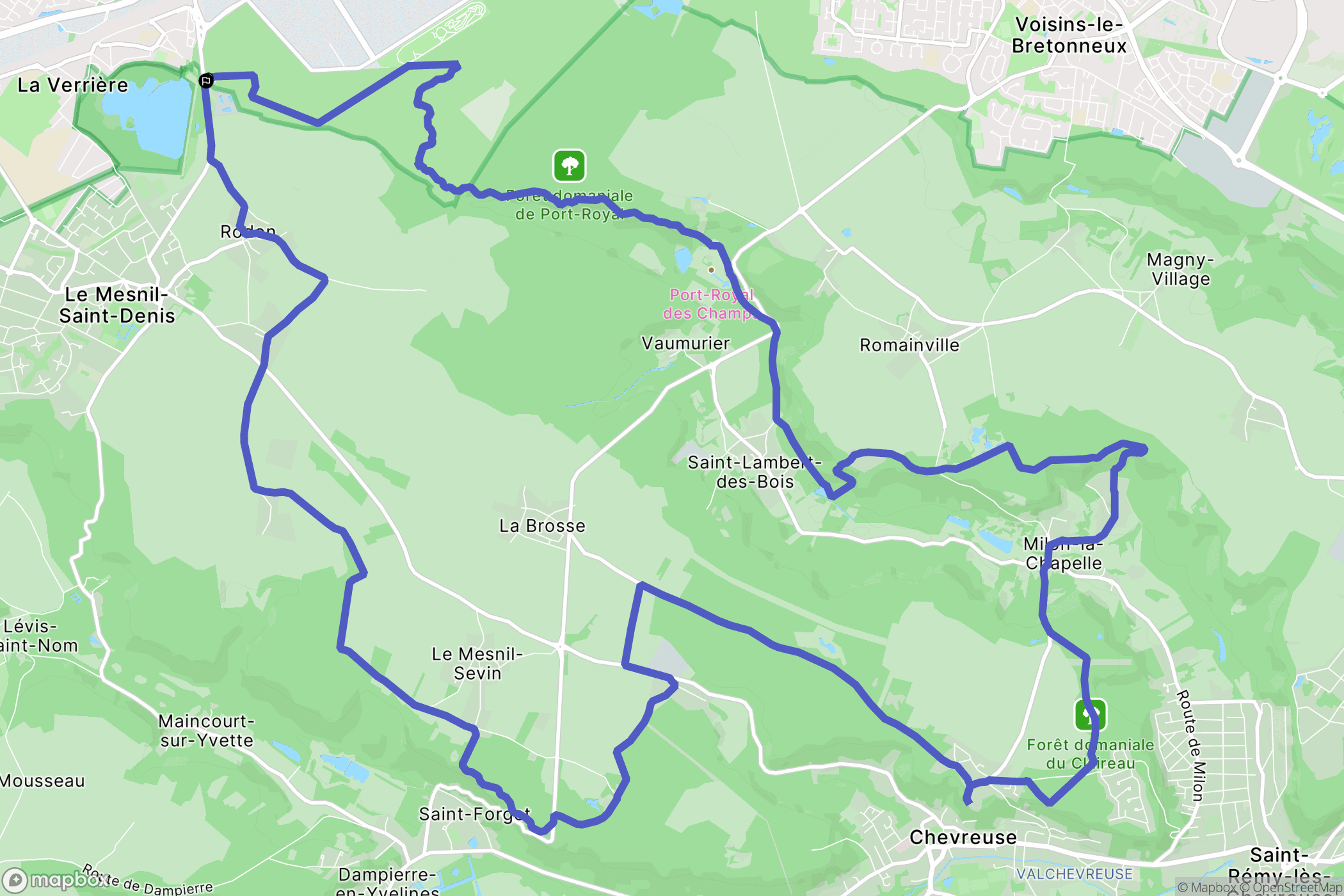 Élancourt : carte du parcours de randonnée - France