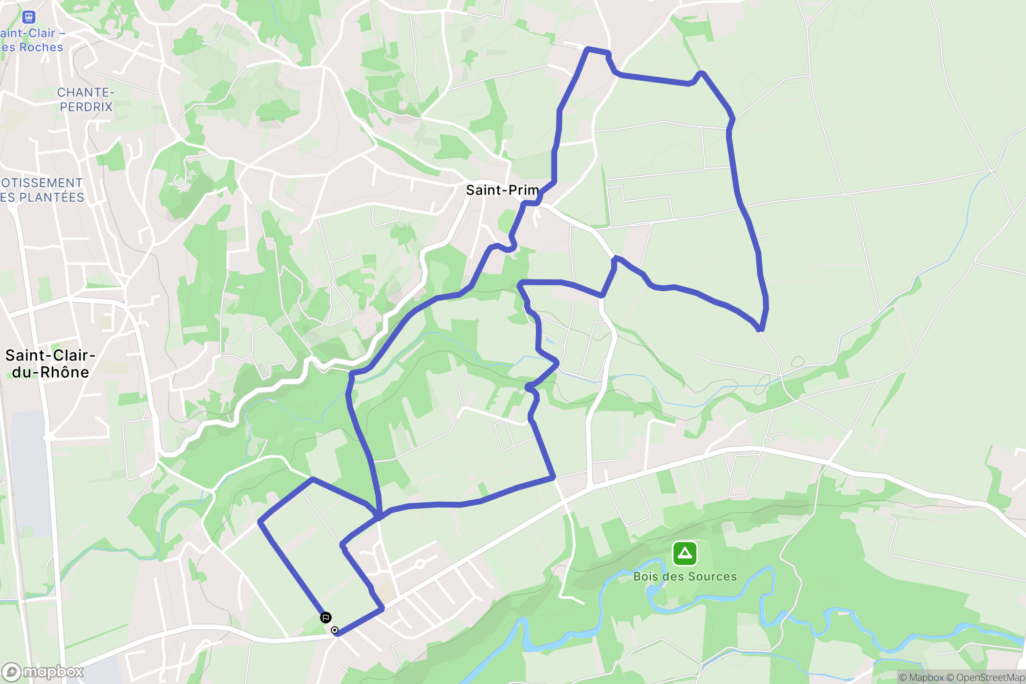 Saint-Clair-du-Rhône : carte du parcours de randonnée - France