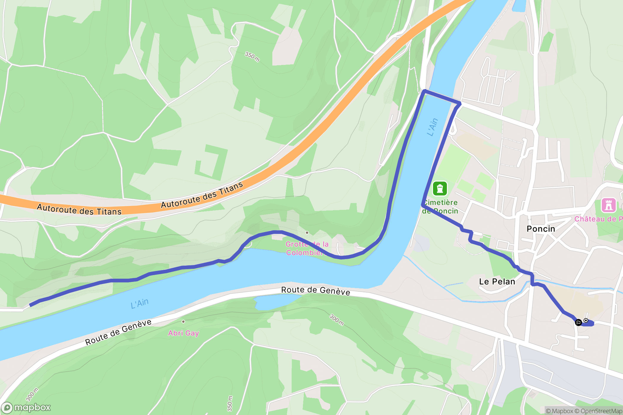 Poncin : carte du parcours de randonnée - France