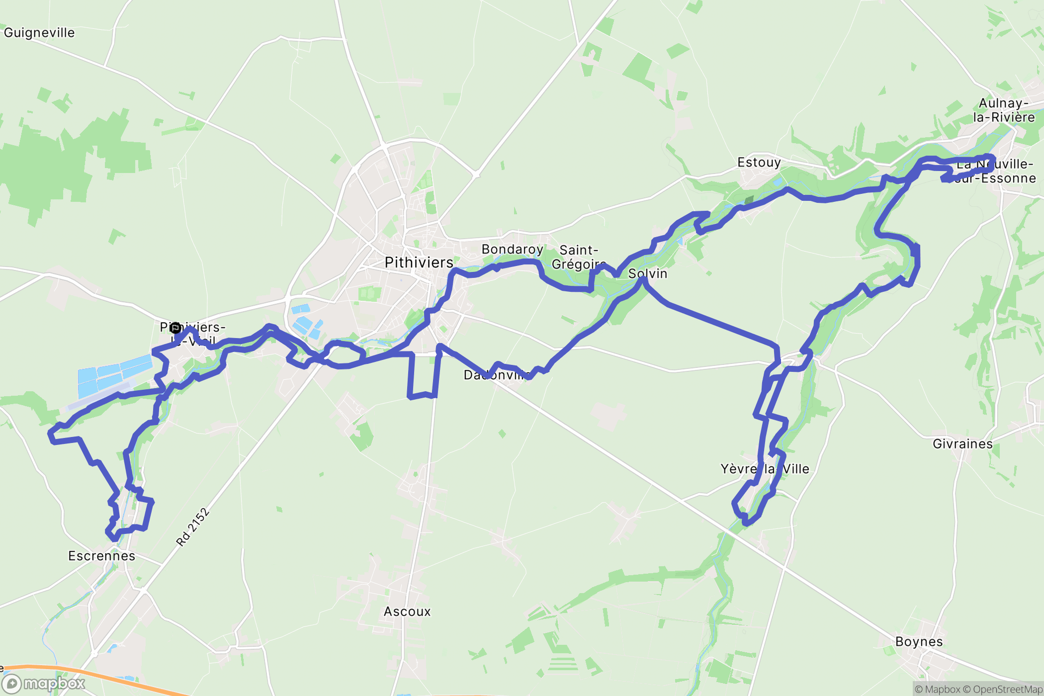 Pithiviers-le-Vieil : carte du parcours de randonnée - France