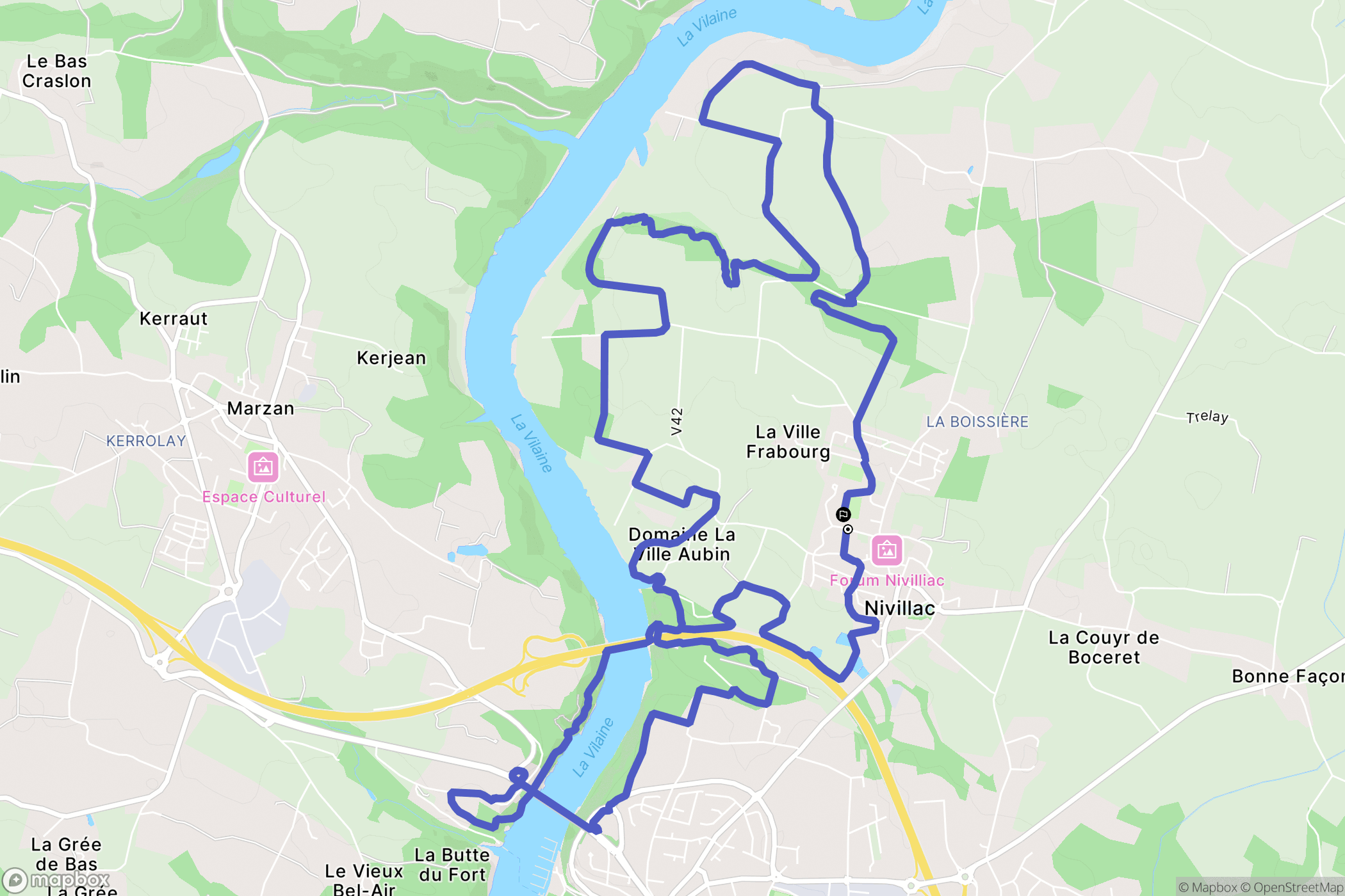 Nivillac : carte du parcours de randonnée - France