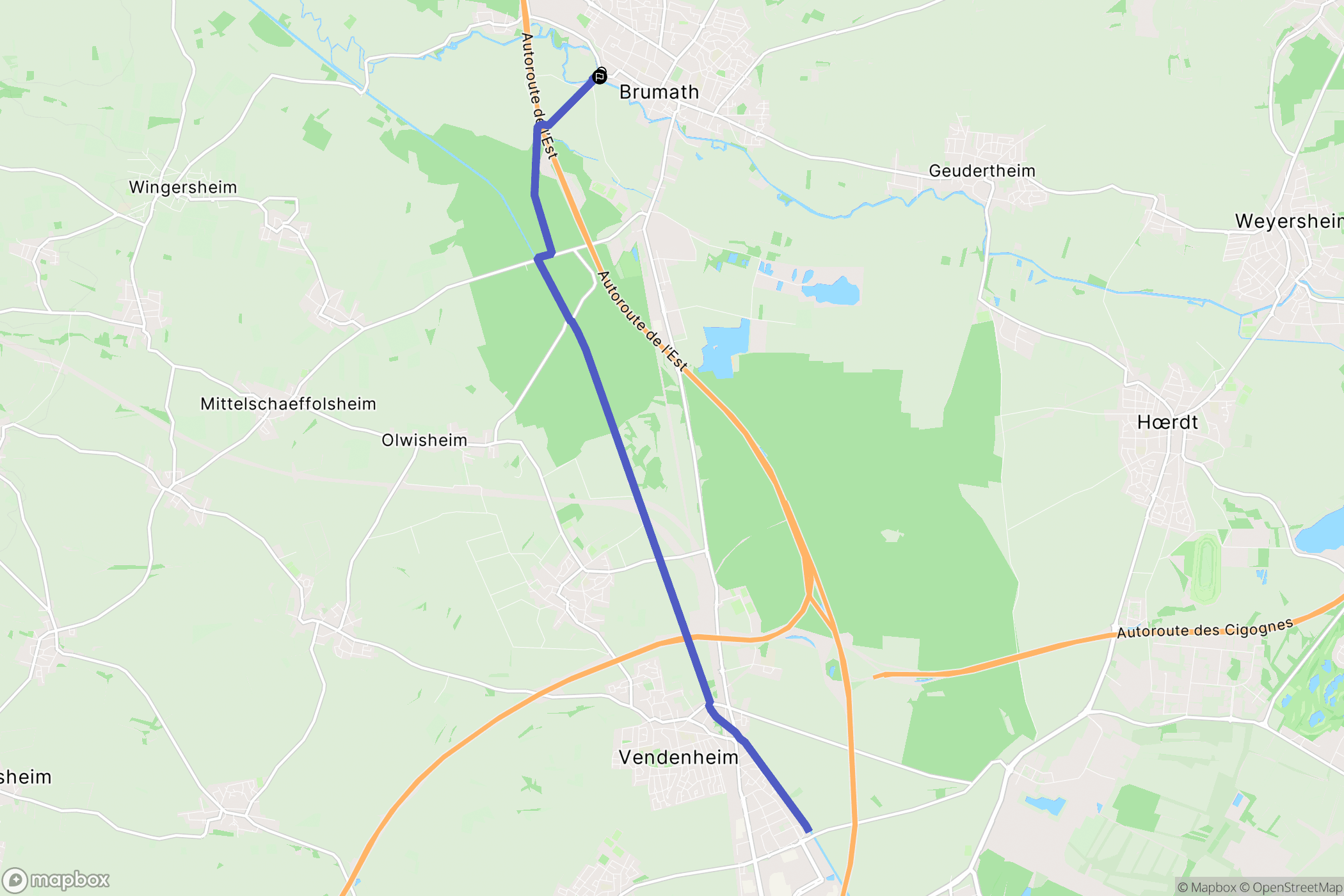 Brumath : carte du parcours de randonnée - France