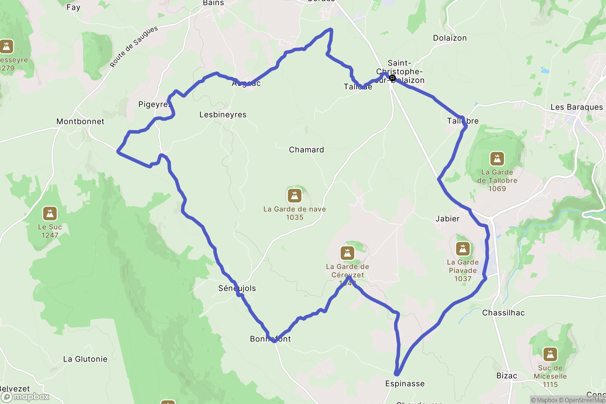 Saint-Christophe-sur-Dolaison : carte du parcours de randonnée - France