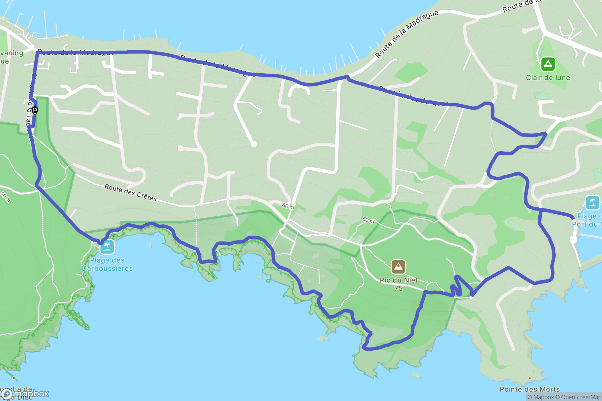 Hyères : carte du parcours de randonnée - France