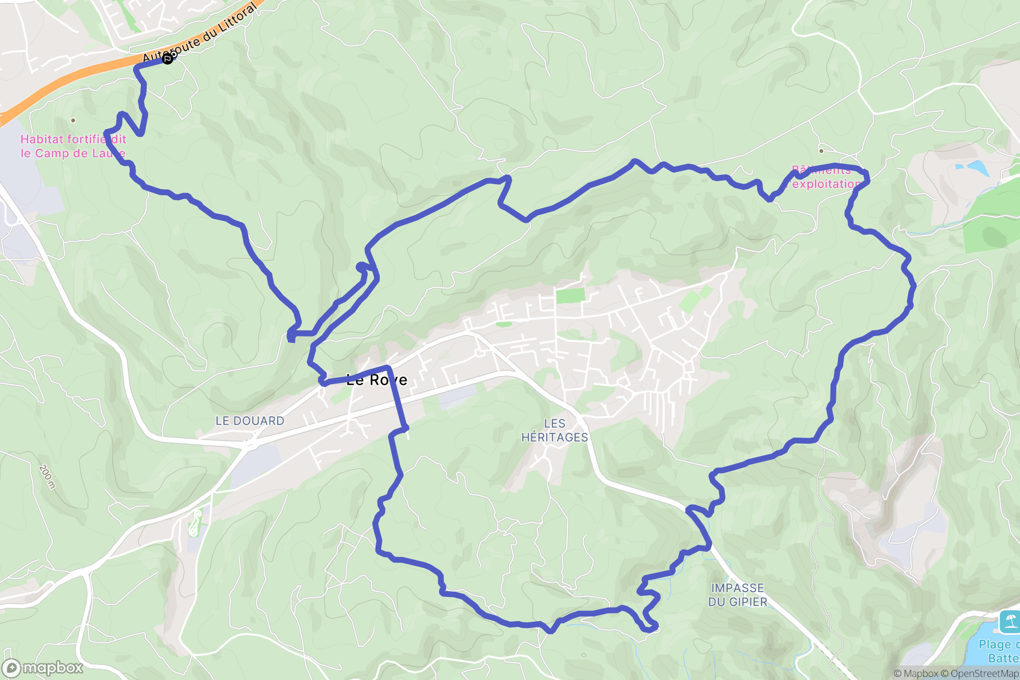 Gignac-la-Nerthe : carte du parcours de randonnée - France