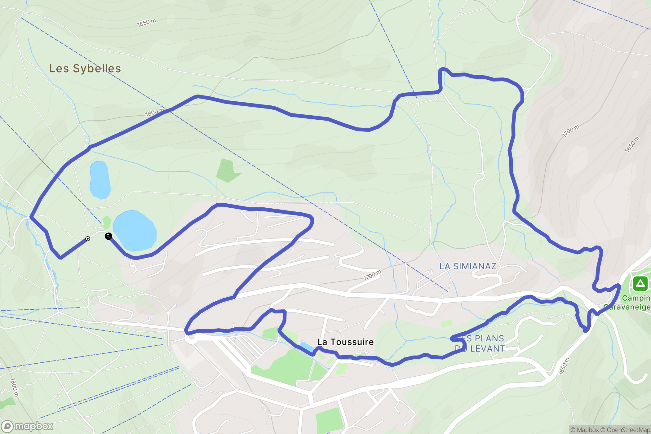 Fontcouverte-la-Toussuire : carte du parcours de randonnée - France